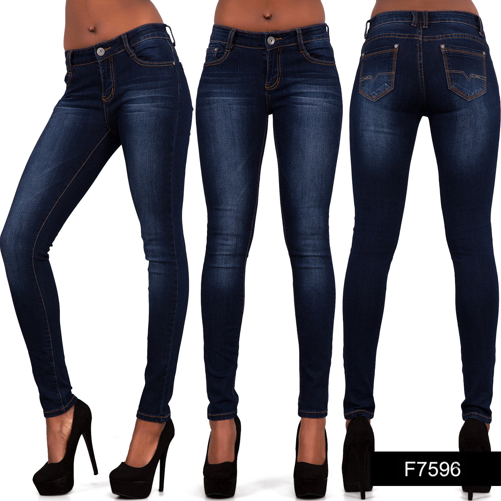 Womens Ladies Sexy High Waist Skinny Jeans Blue Stretch Denim Size 6 16 ...