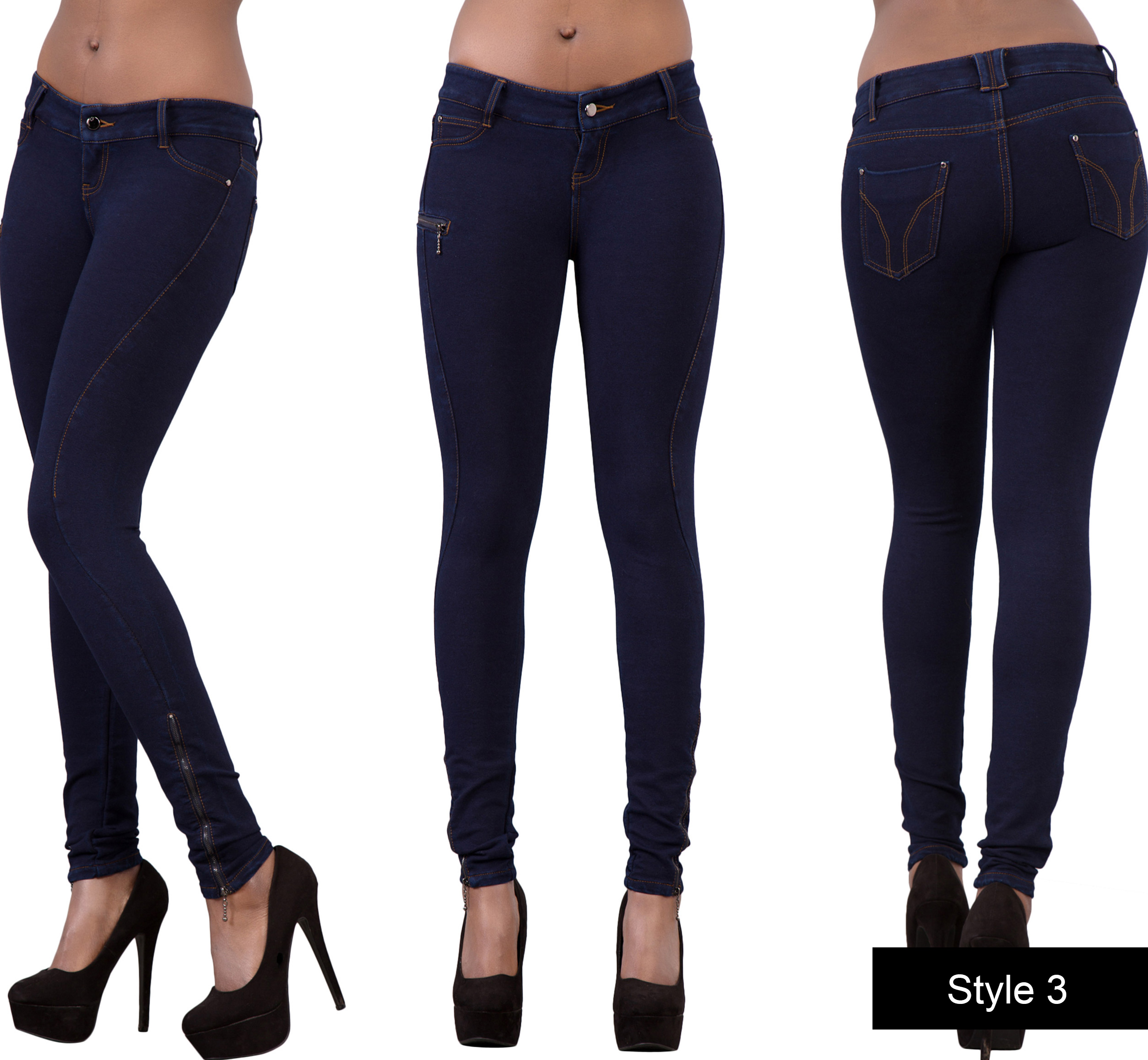 Womens Sexy Blue Skinny Fit Jeans Ladies Stretch Jeggings Size 6 8 10 ...
