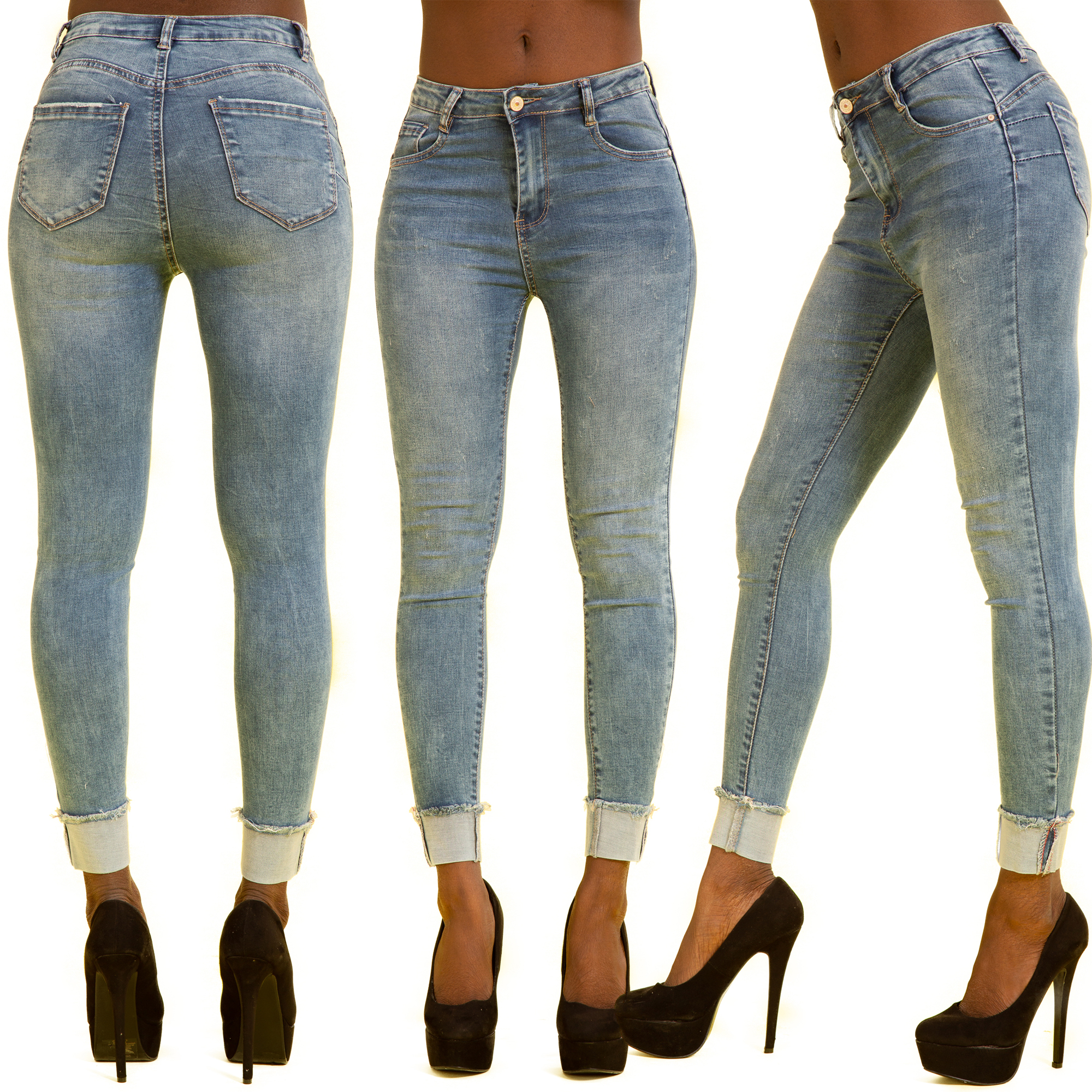 high waist stretch jeans ladies