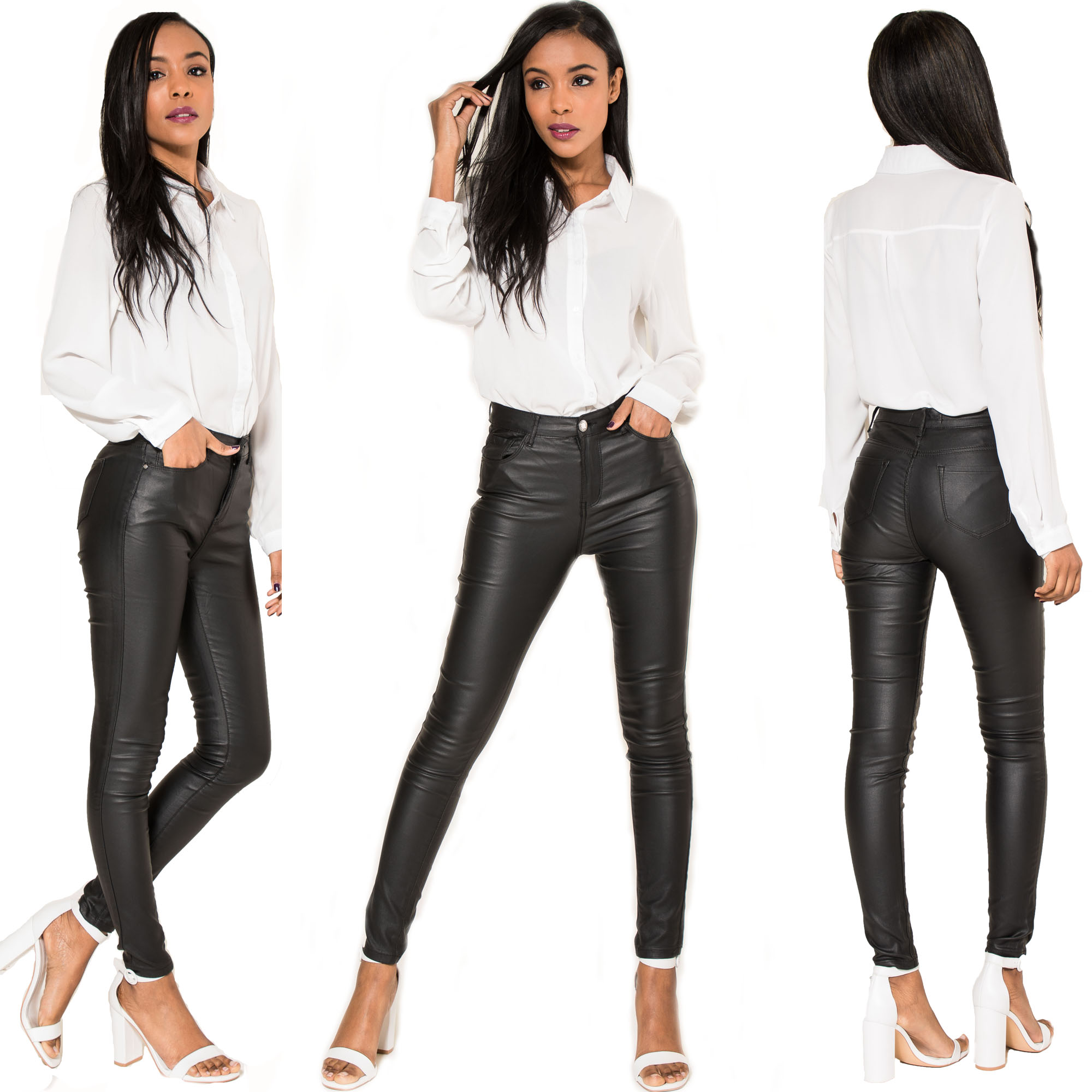 Womens leather look trousers Clearance