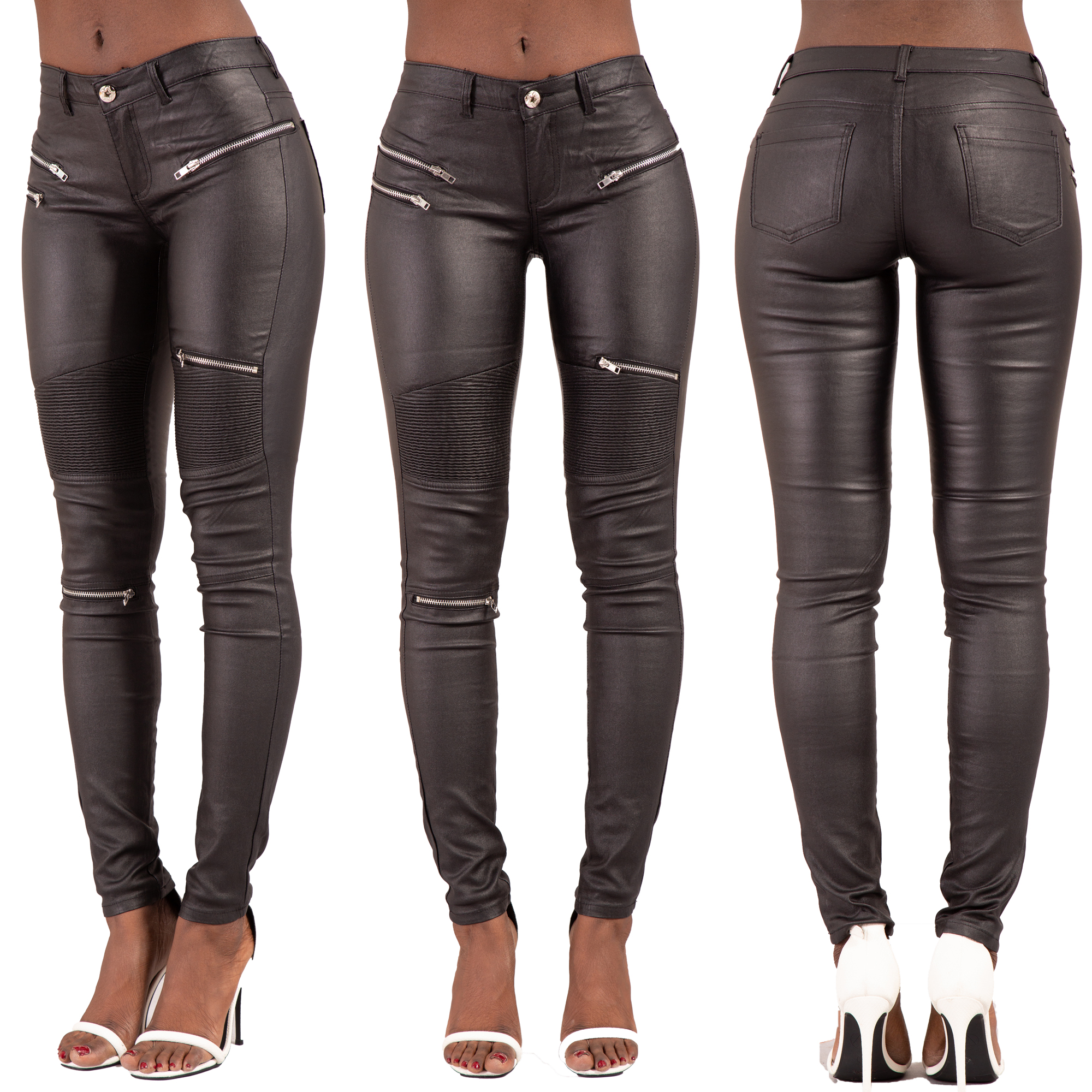 high waisted leather jeans