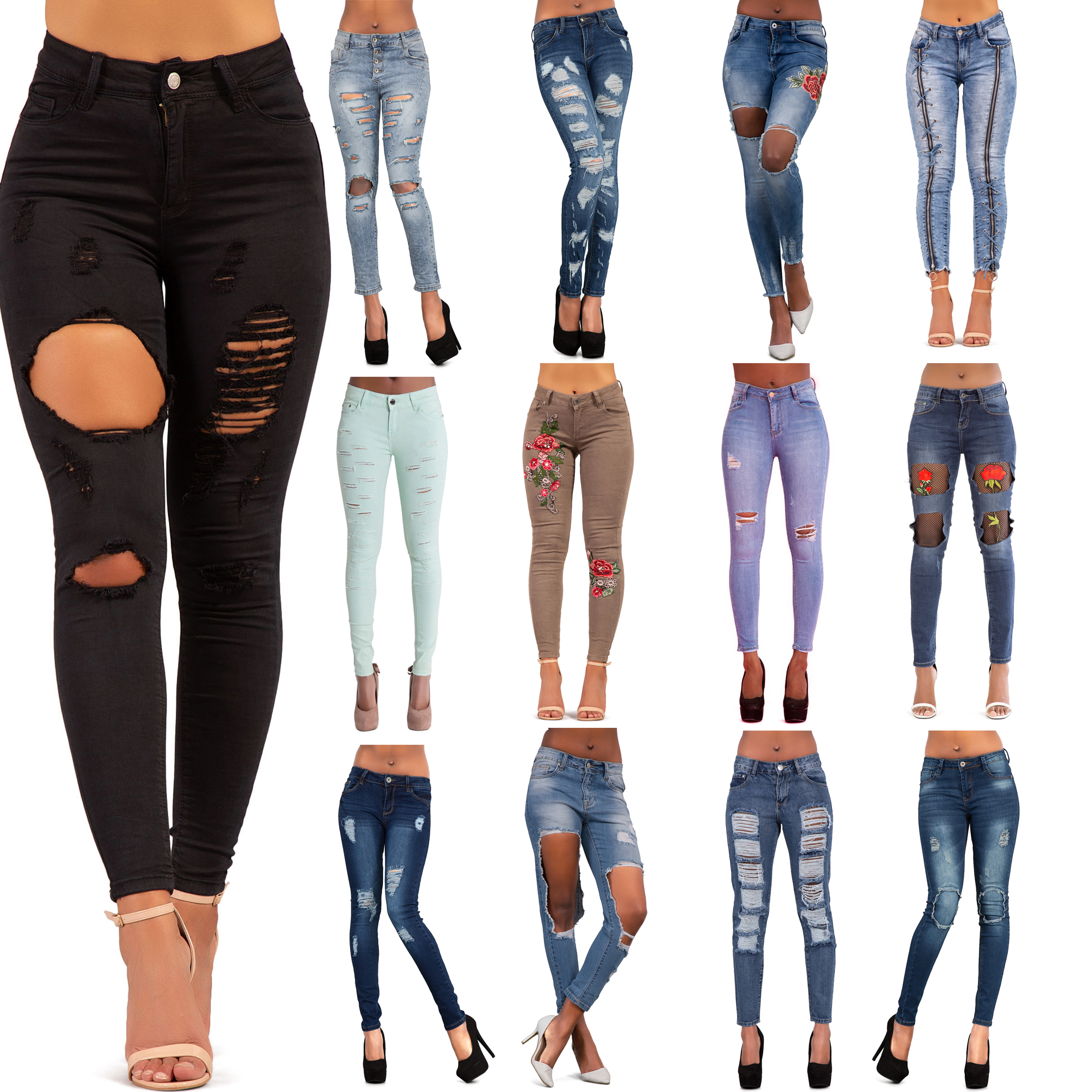 womens ripped knee jeans