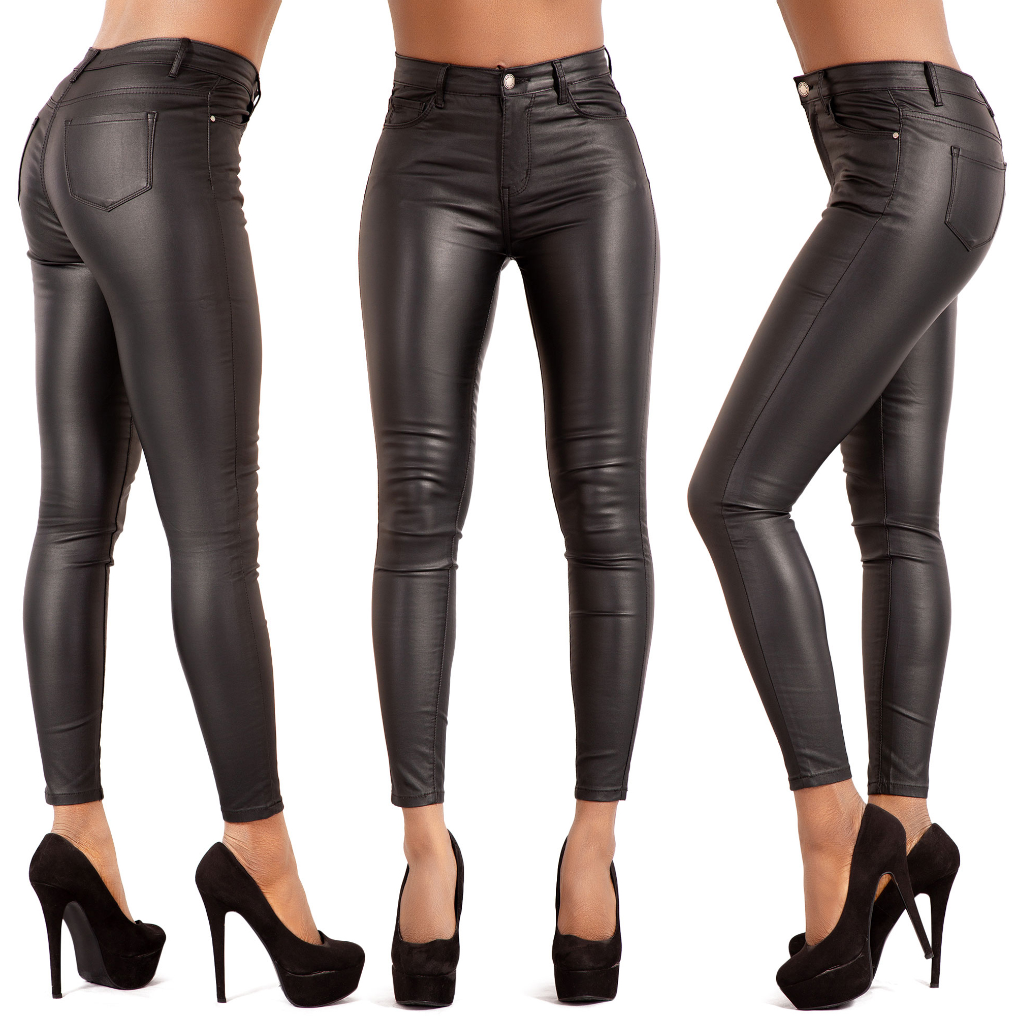 Women's leather leggings KAYLA with Super Push-Up effect