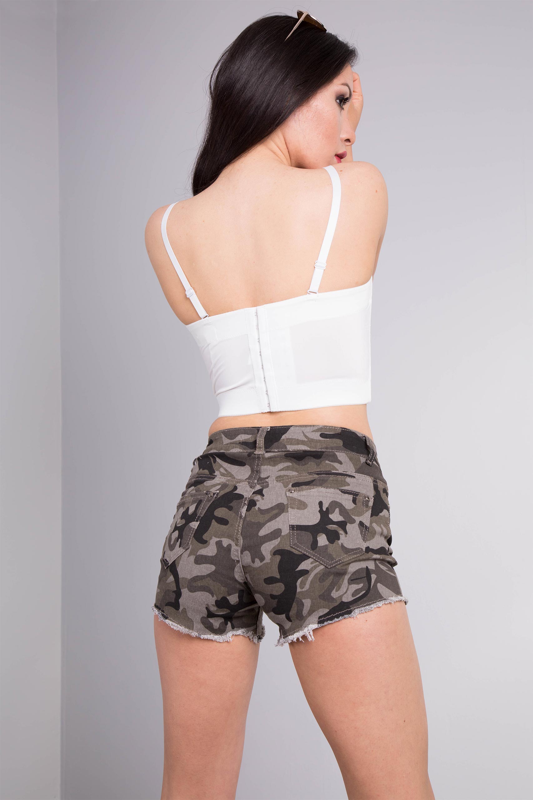 Womens Sexy Strap Army Bralet Party Padded Bra Crop Camouflage SIZE 8