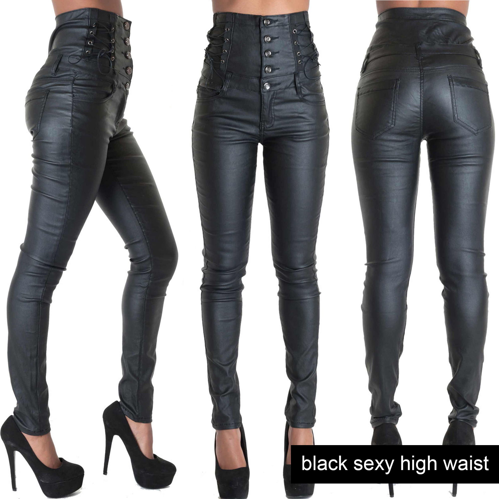 leather look jeans