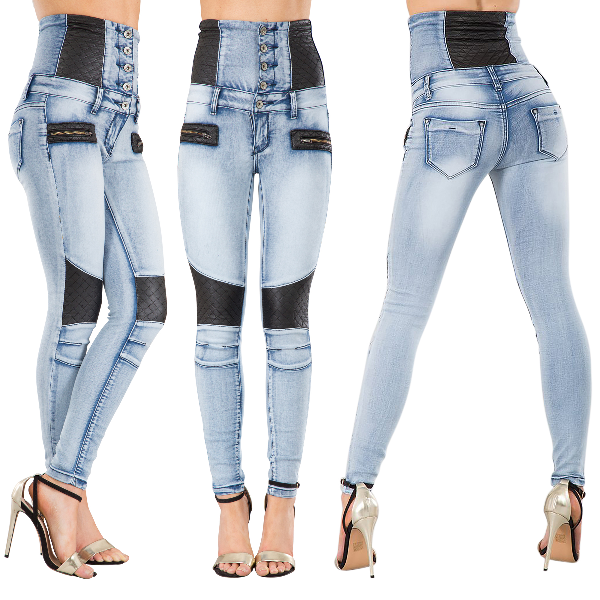 Women High Waisted Denim Skinny Jeans Ladies Stretch Pants Size 8 10 12