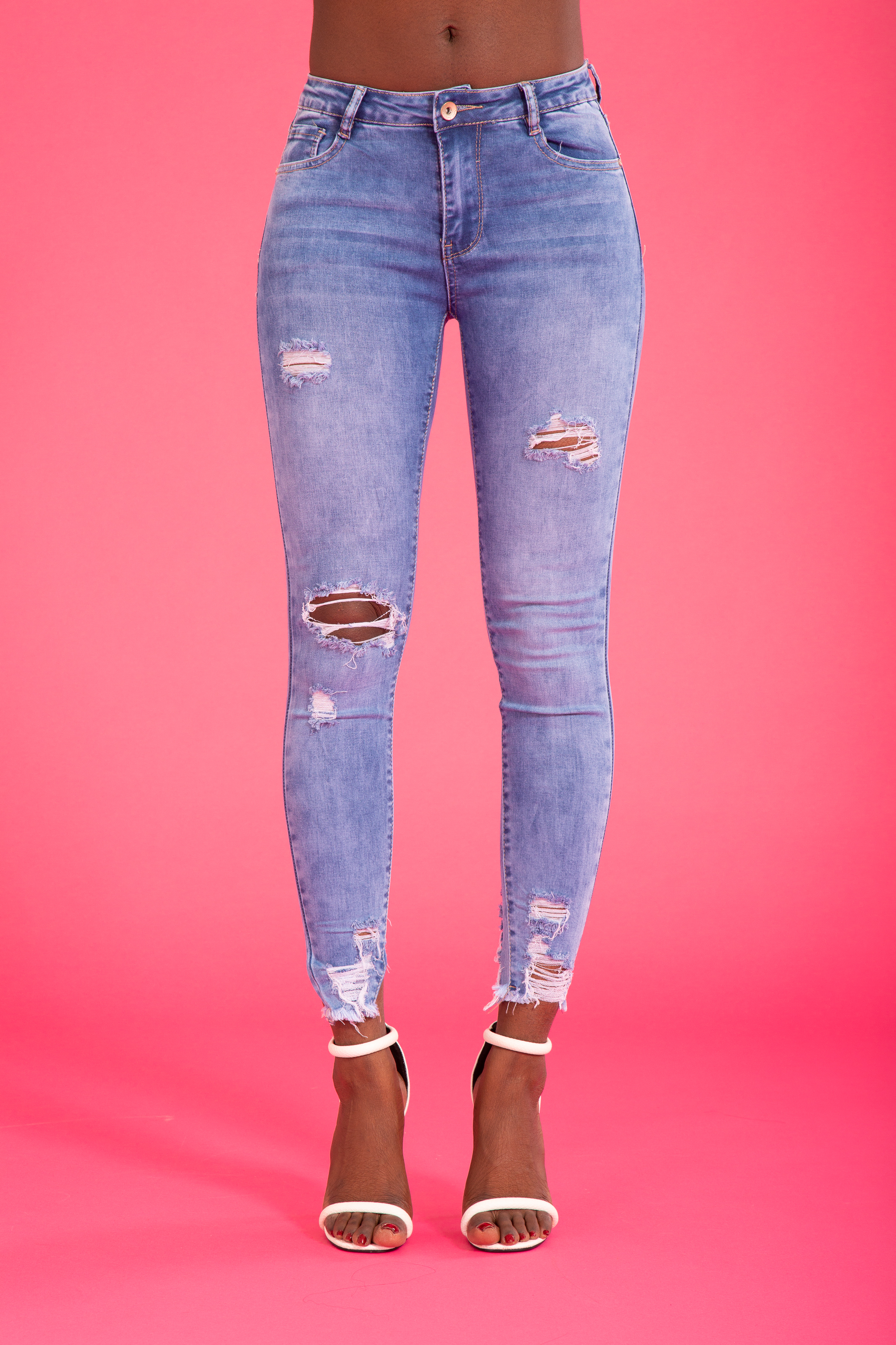 ladies pink skinny jeans
