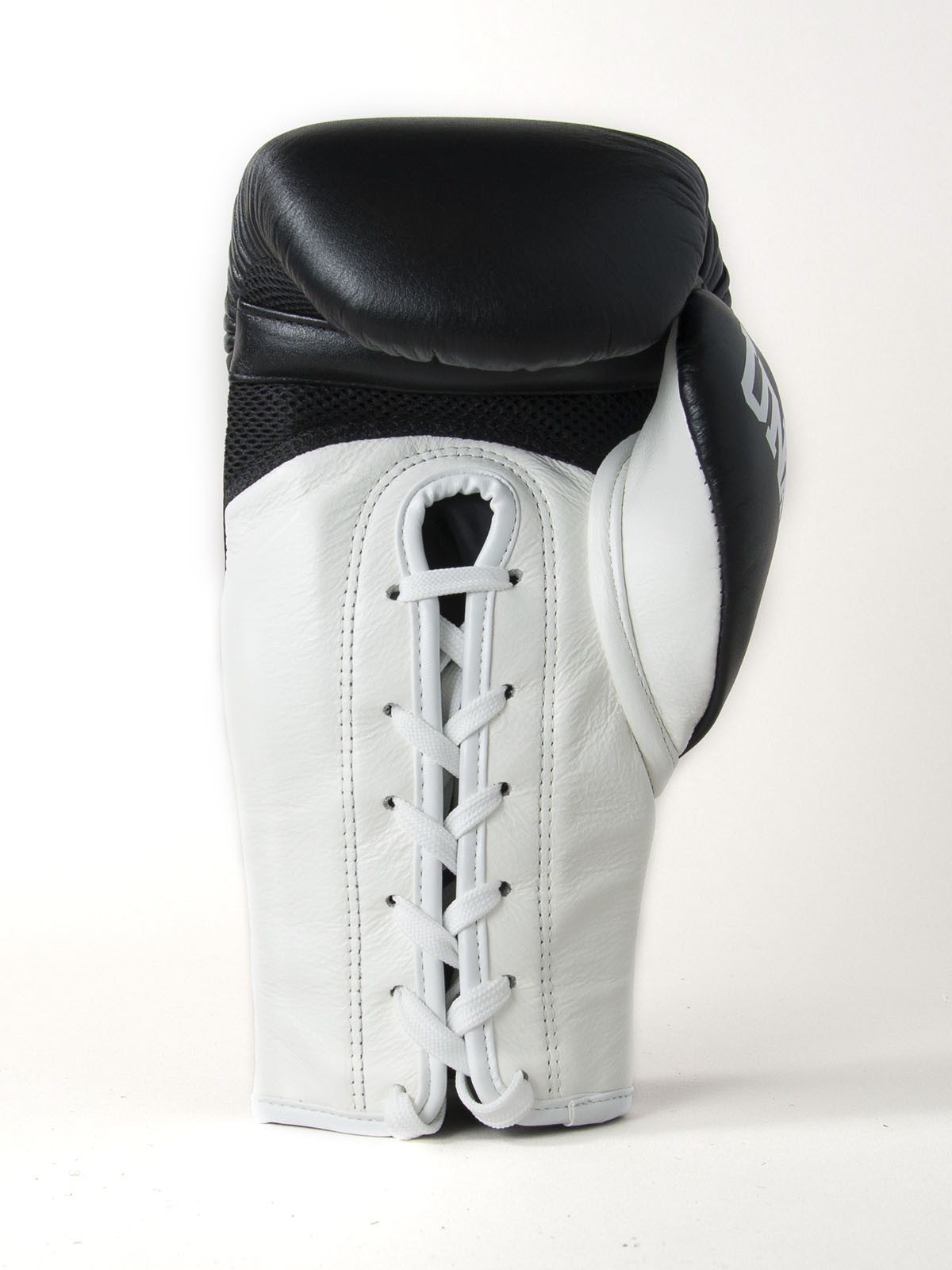 Sandee Cool-Tec Lace Up Pro Fight White Leather Muay Thai Boxing Gloves 