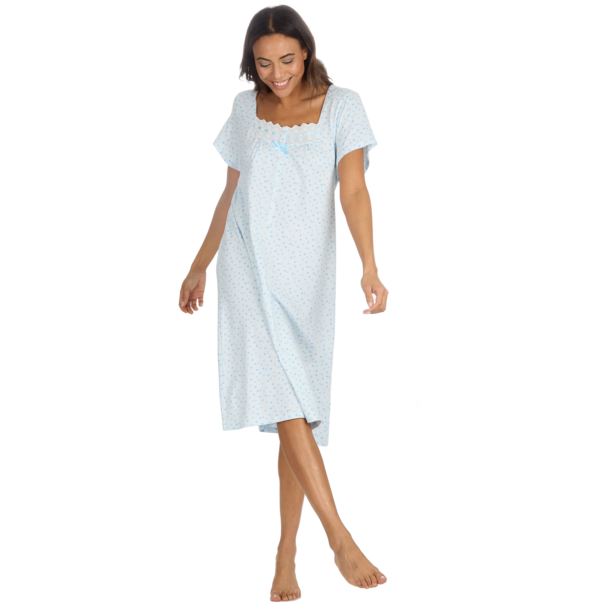 Ladies Nightdress 100% Cotton Nightie PJs Nightshirt Tee 10 12 14 16 18 20 22 24