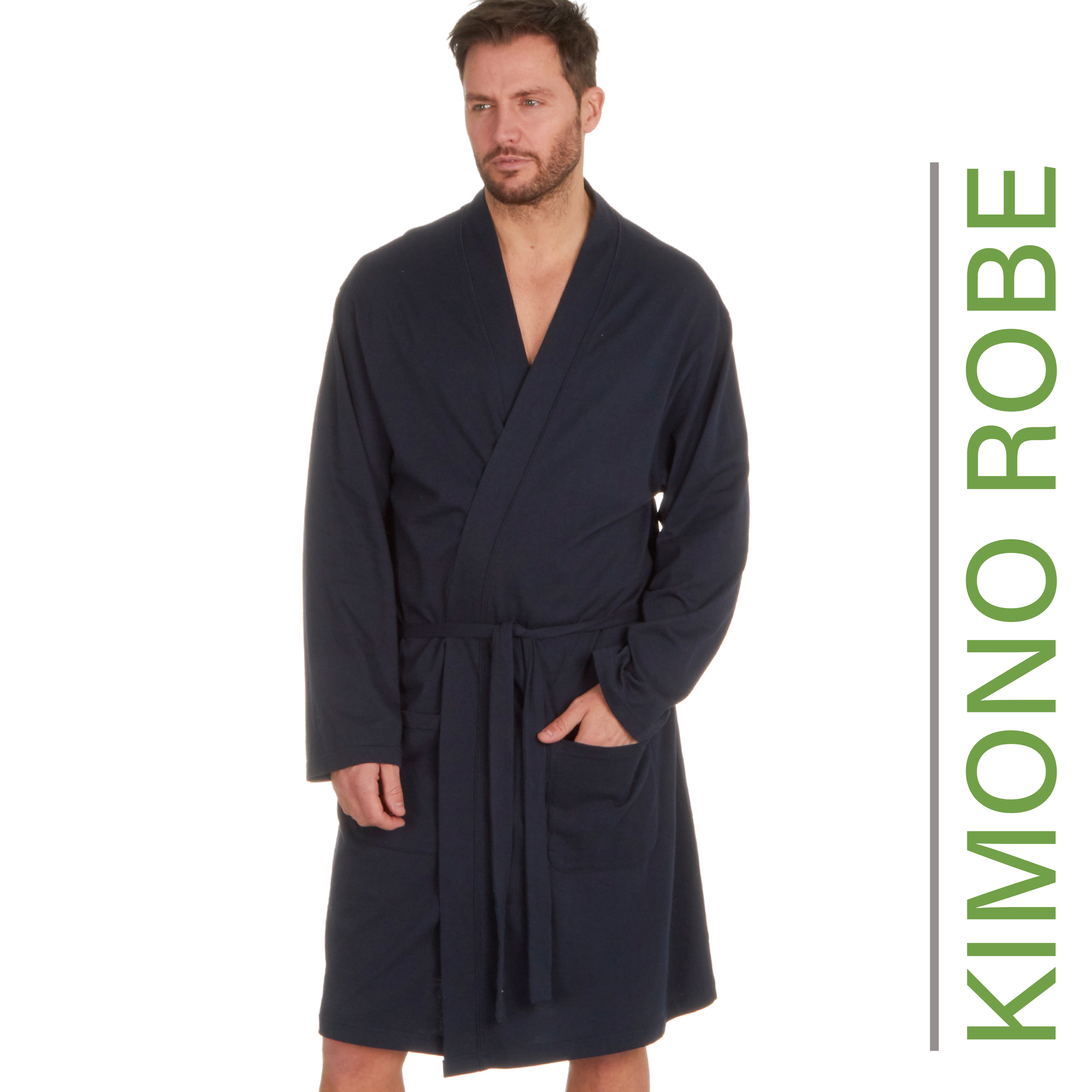 Mens Dressing Gown Jersey Lightweight Summer Robe Wrap Holiday M L XL