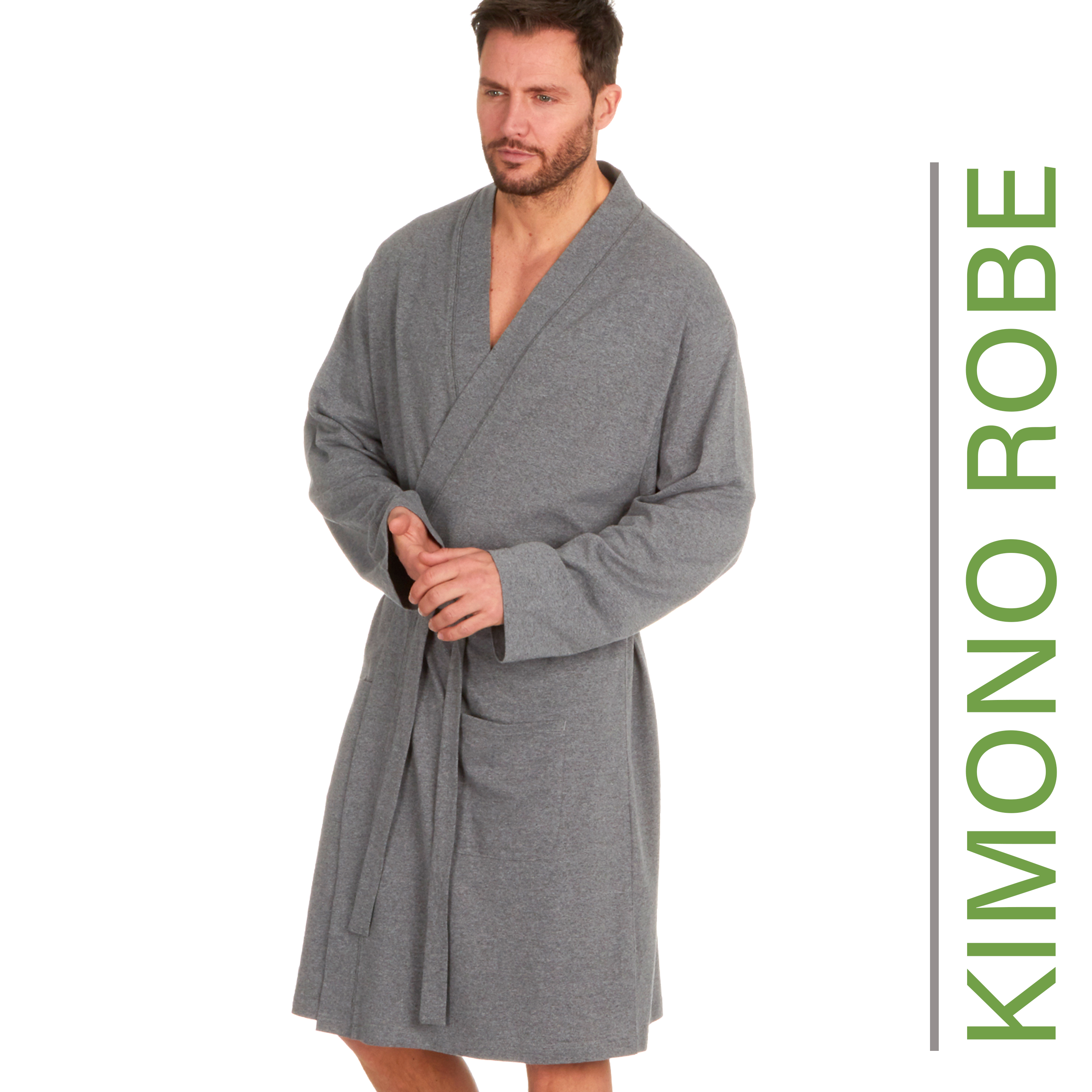 Mens Easy Care Cotton Jersey Summer Robe/Dressing Gown (Large, Grey) :  Amazon.co.uk: Fashion