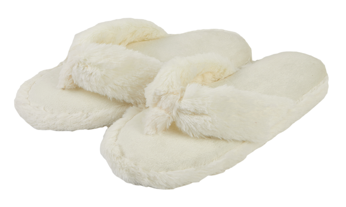 Ladies Womens Indoor Slippers Flip Flop Memory Foam Faux Fur FOREVER ...