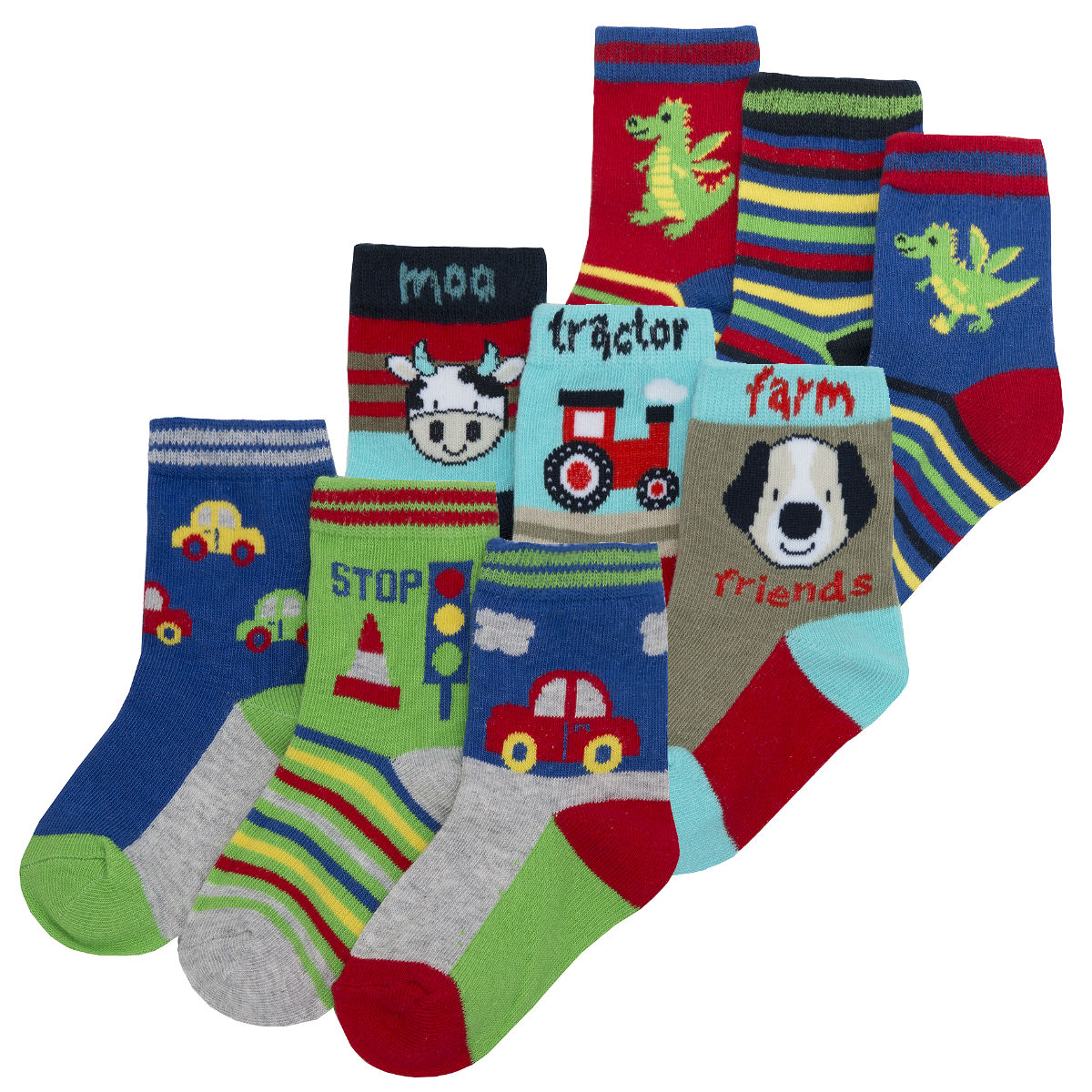 9 Pairs Infant Toddler Baby Boys Socks Cotton Rich Low Cut Animal Dino