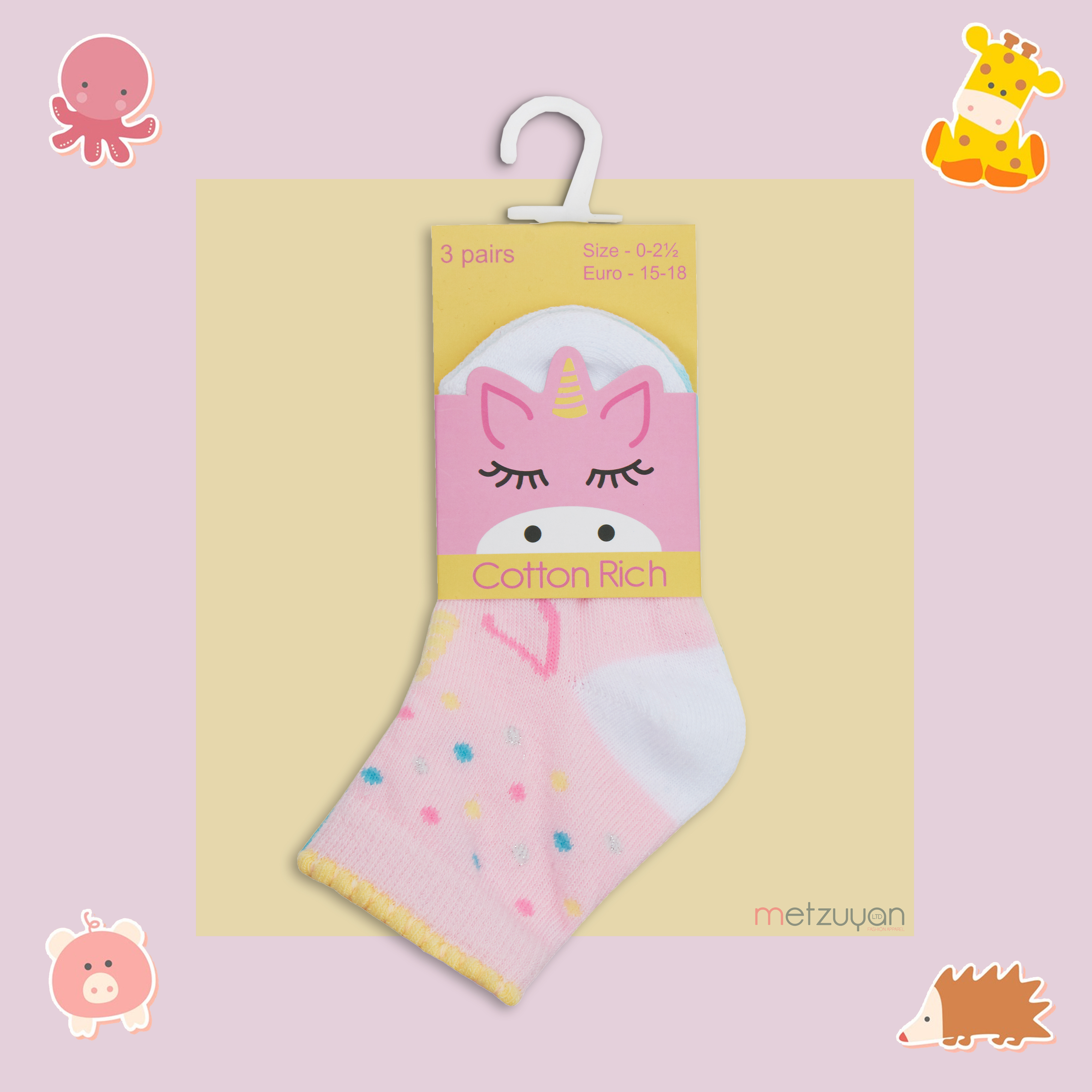 Metzuyan Newborn Baby Girls Socks Bundle Novelty Unicorn 