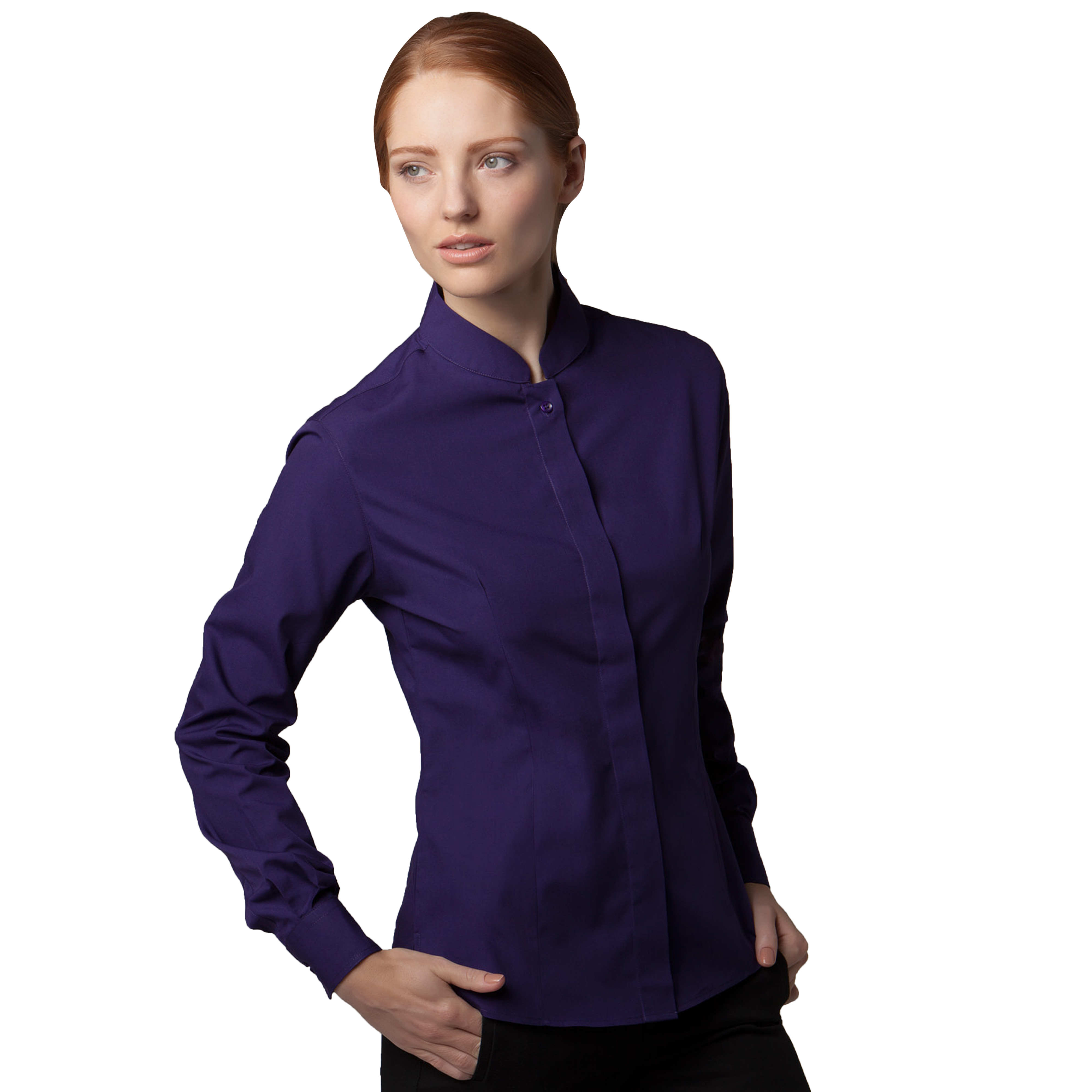 Ladies Long Sleeve Tailored Mandarin Collar Shirt - The Stitching Zone  Galway