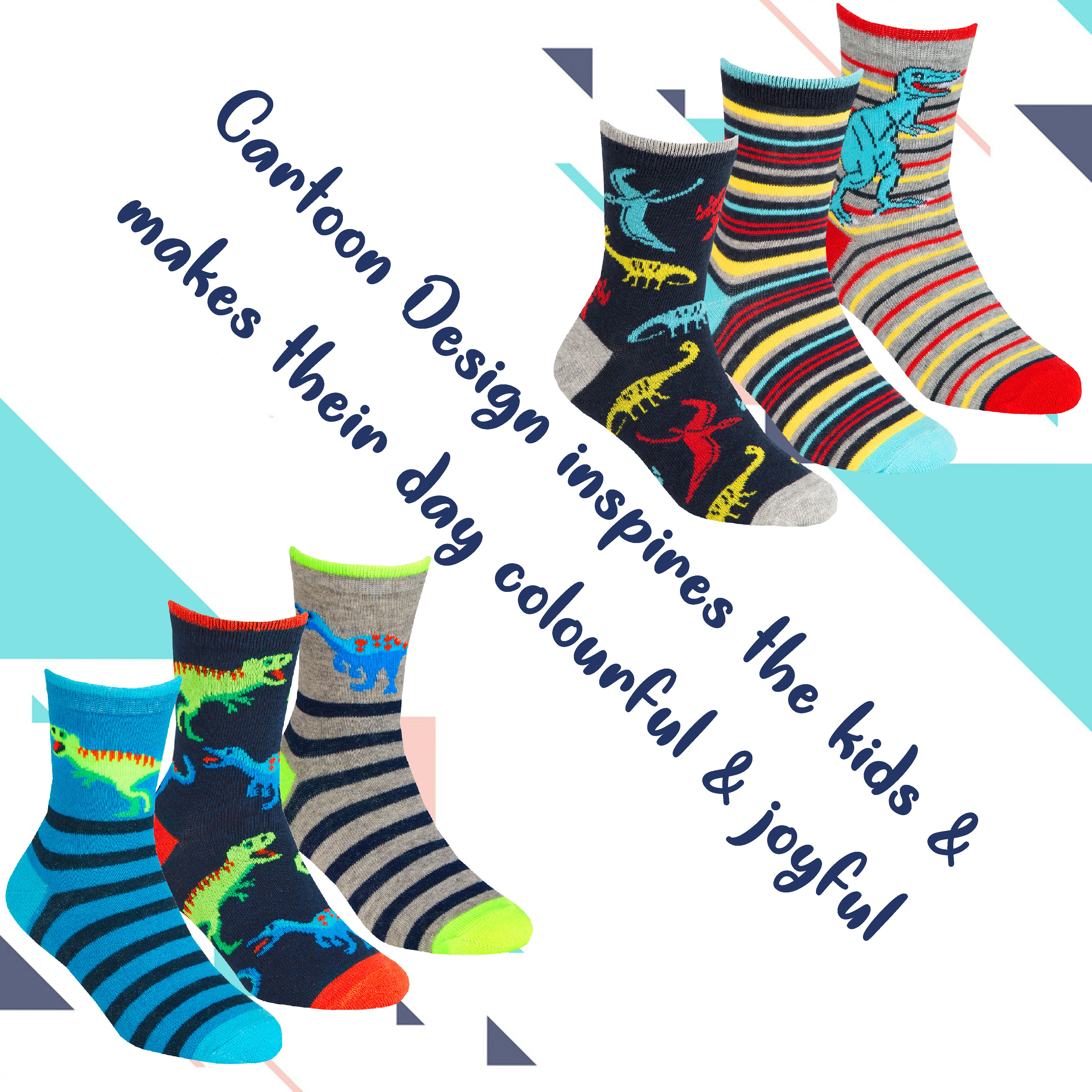 6 Pairs Boys Cotton Rich Novelty Funky Cartoon School Everyday Multipack Socks - Picture 28 of 46