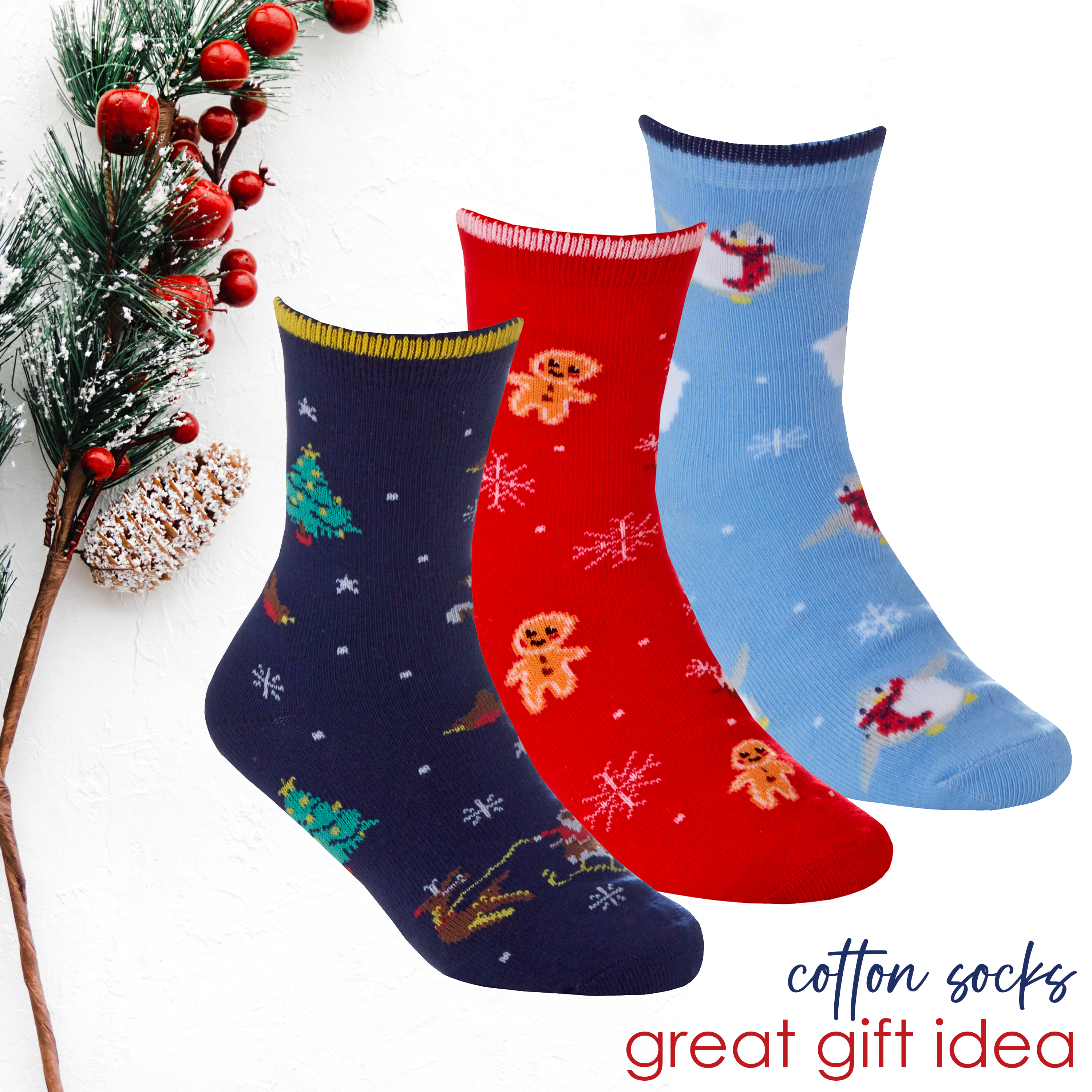 3 Pairs Kids Girls Boys Socks Novelty Christmas Xmas Socks Cotton Rich 6-3.5 UK - Picture 13 of 15