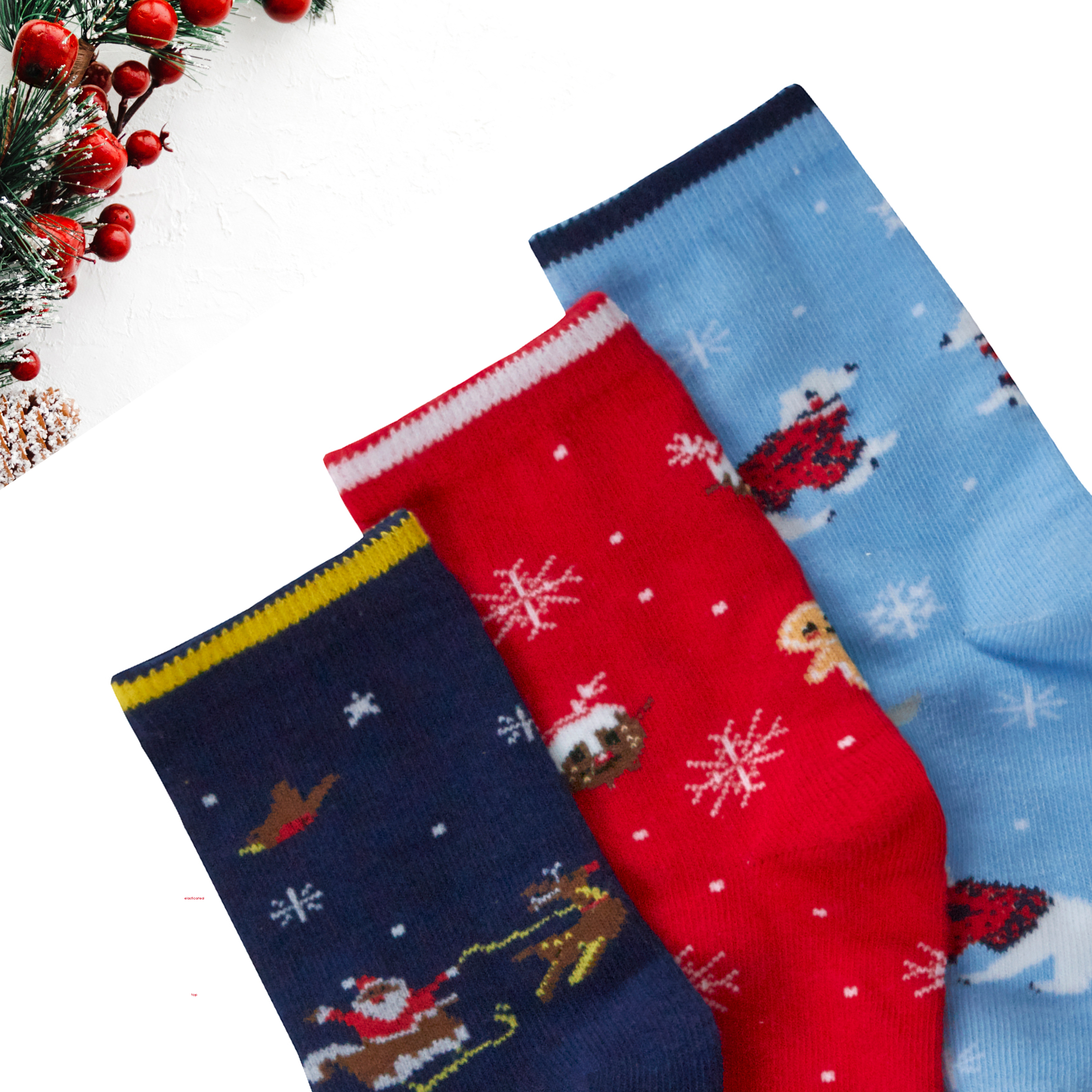 3 Pairs Kids Girls Boys Socks Novelty Christmas Xmas Socks Cotton Rich 6-3.5 UK - Picture 11 of 15