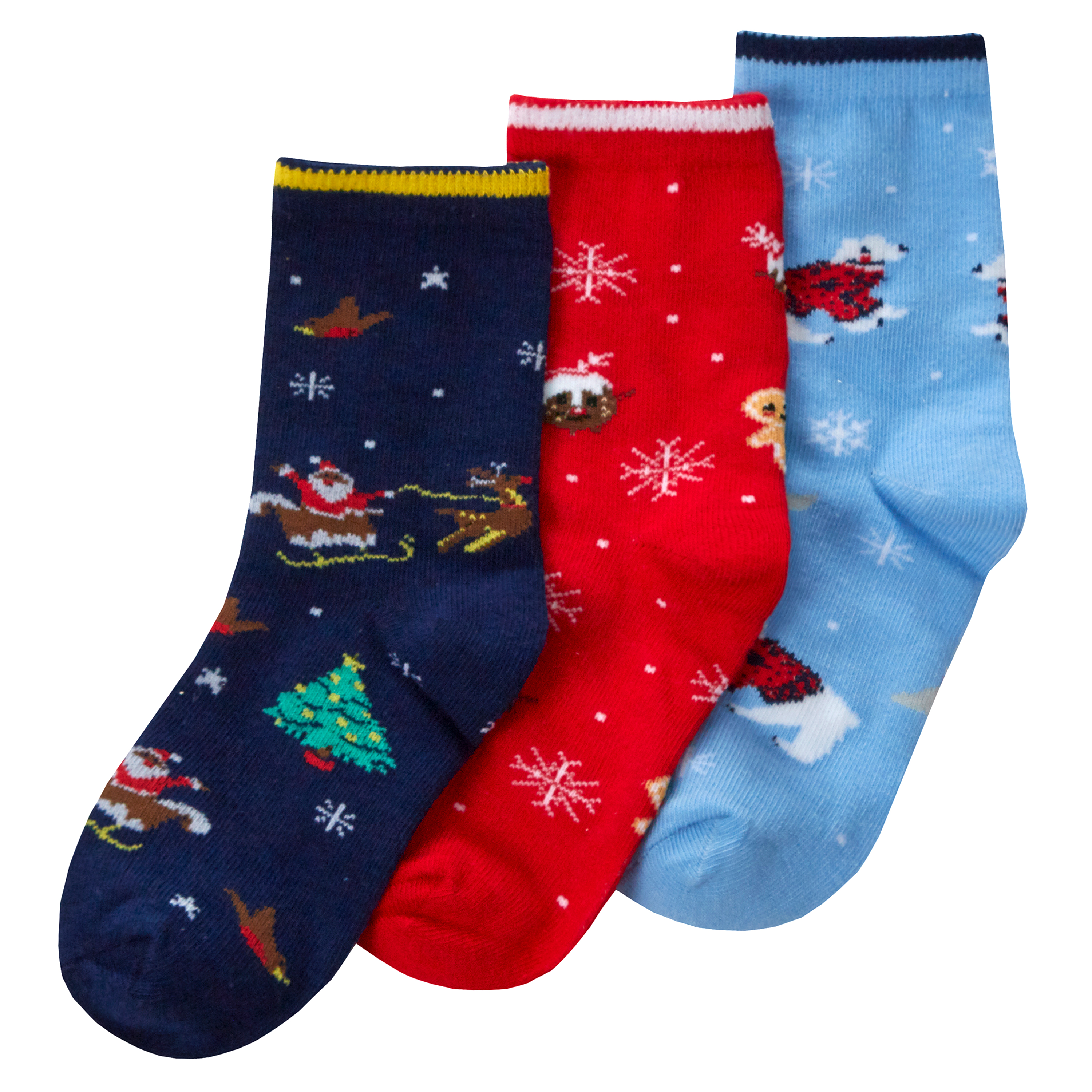 3 Pairs Kids Girls Boys Socks Novelty Christmas Xmas Socks Cotton Rich 6-3.5 UK - Picture 9 of 15