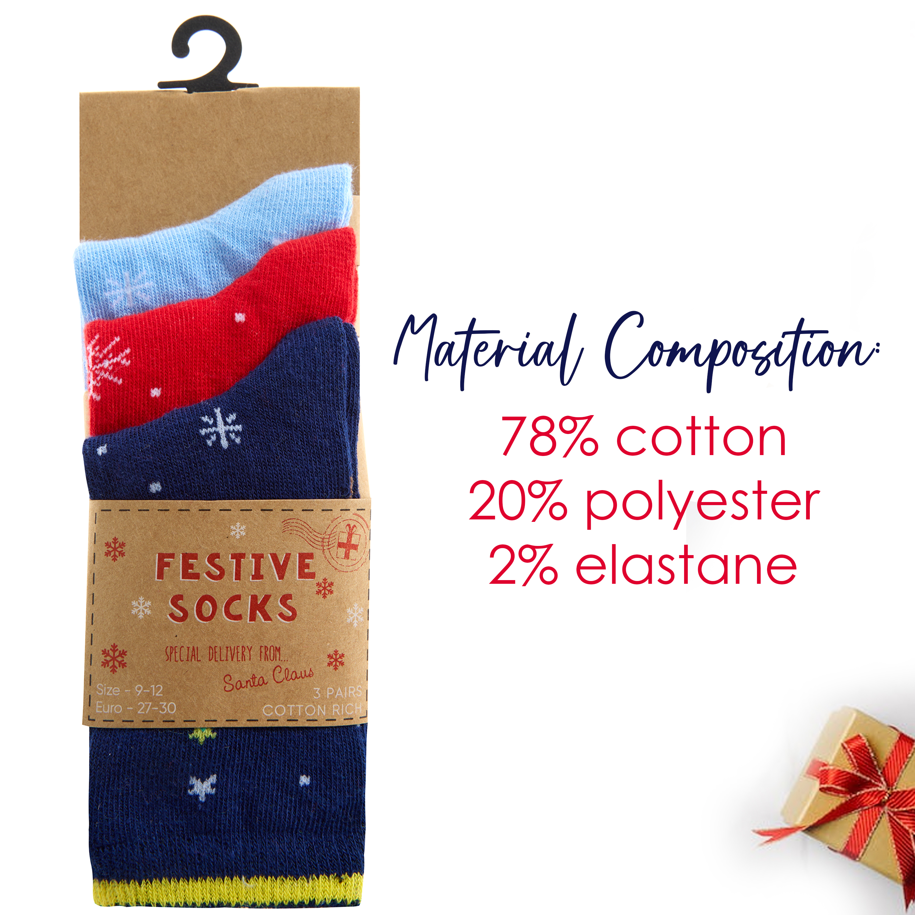 3 Pairs Kids Girls Boys Socks Novelty Christmas Xmas Socks Cotton Rich 6-3.5 UK - Picture 12 of 15