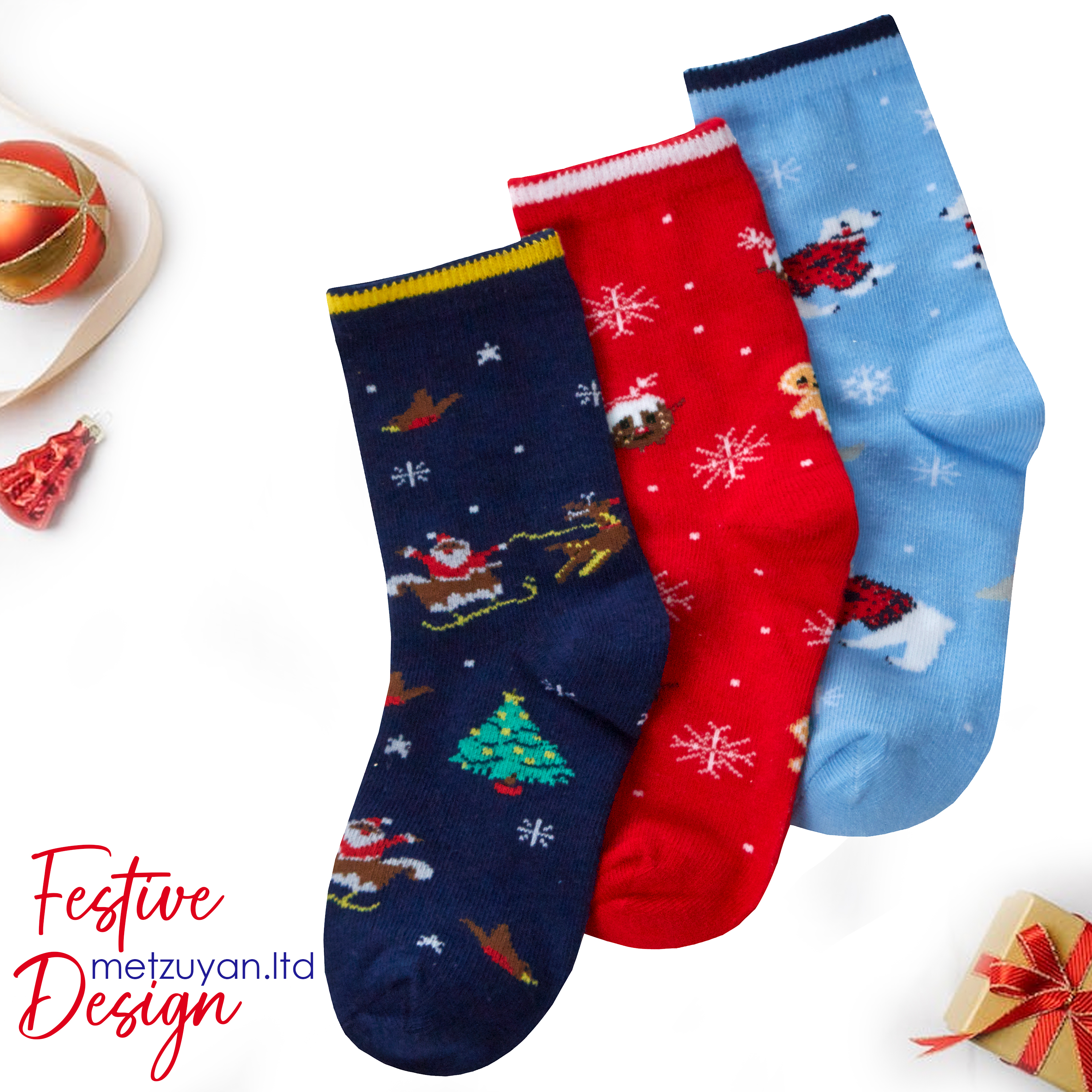 3 Pairs Kids Girls Boys Socks Novelty Christmas Xmas Socks Cotton Rich 6-3.5 UK - Picture 14 of 15