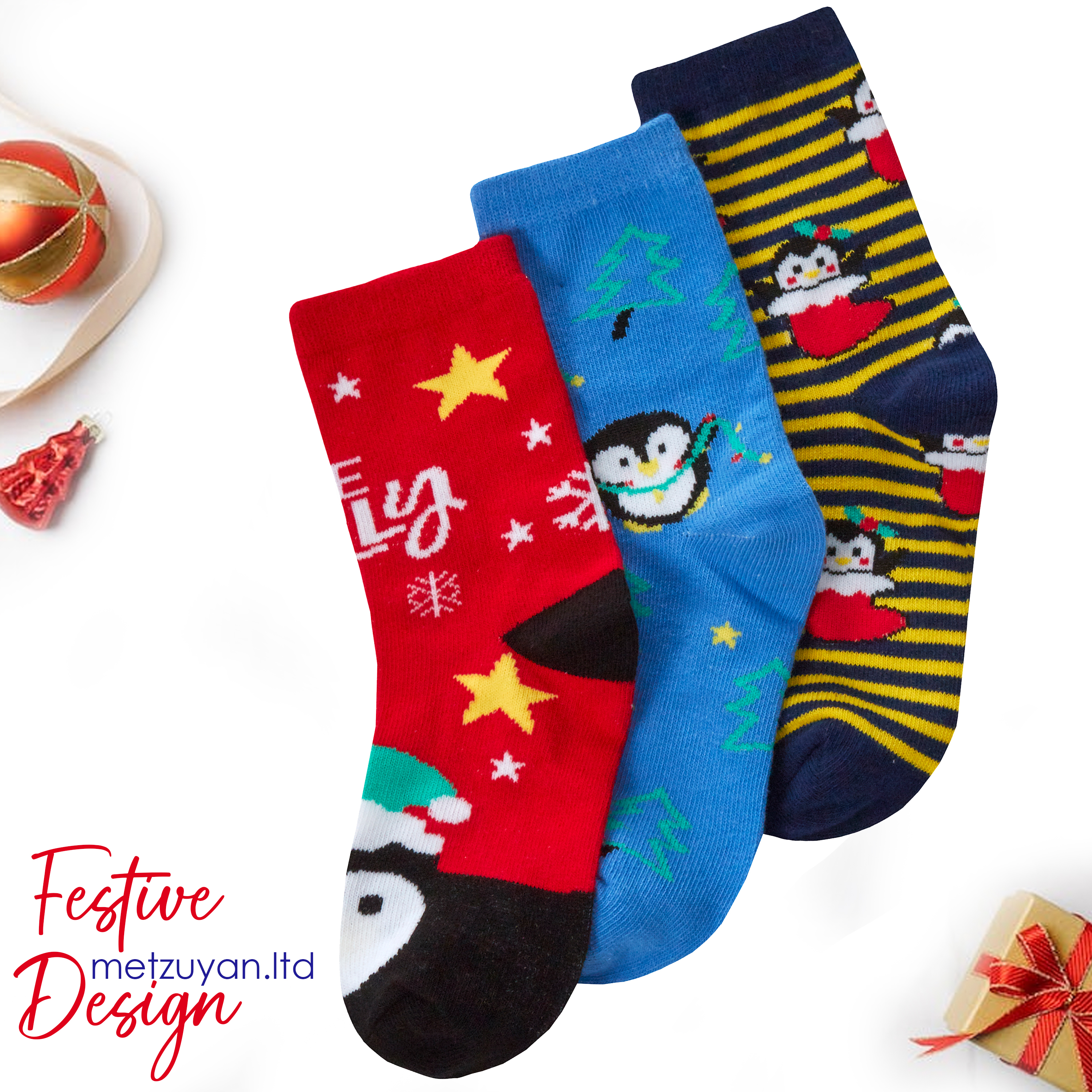 3 Pairs Kids Girls Boys Socks Novelty Christmas Xmas Socks Cotton Rich 6-3.5 UK - Picture 7 of 15