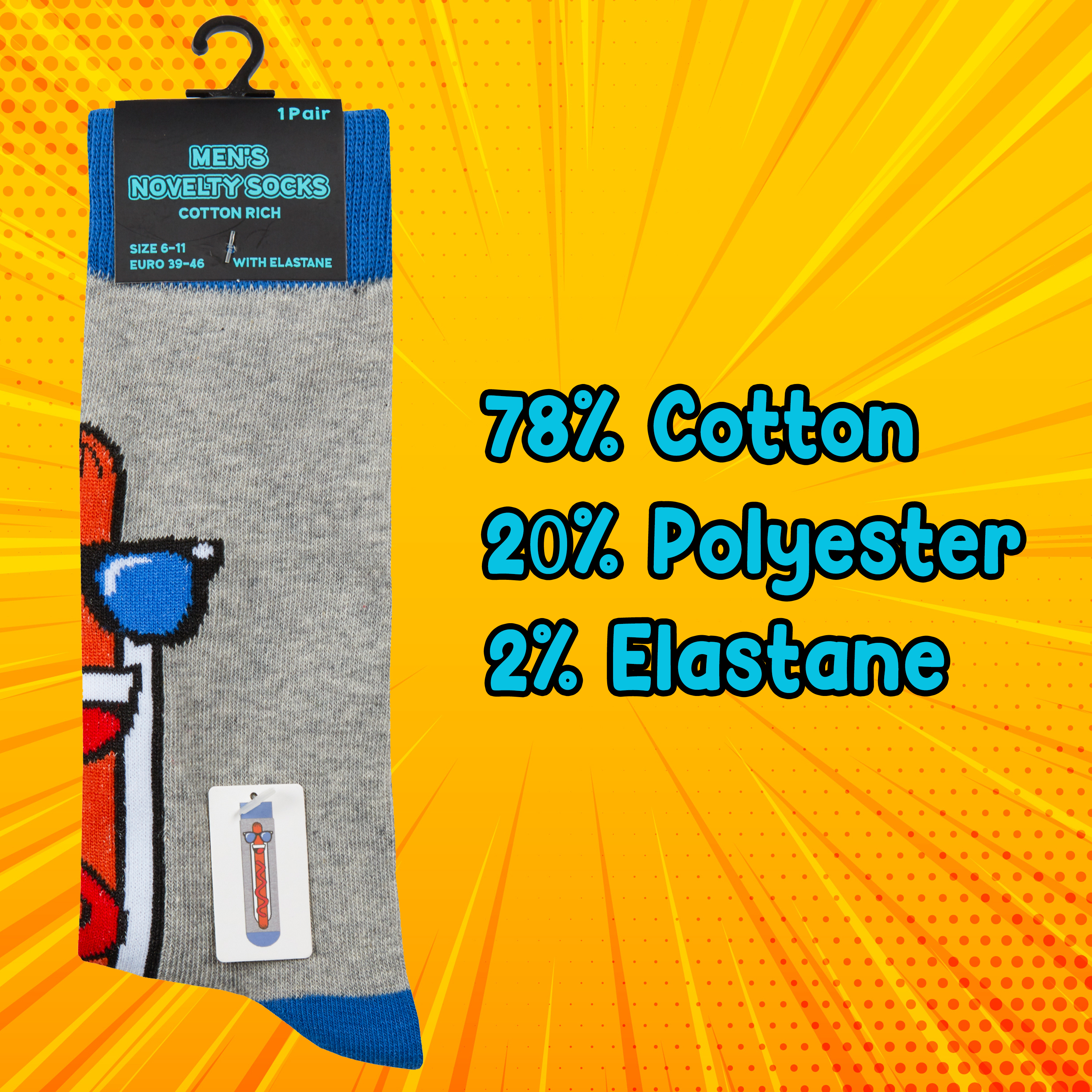Mens Funky Socks Crew Mid Calf Novelty Cartoon Funny Cotton Rich Gift Present UK - Picture 15 of 25