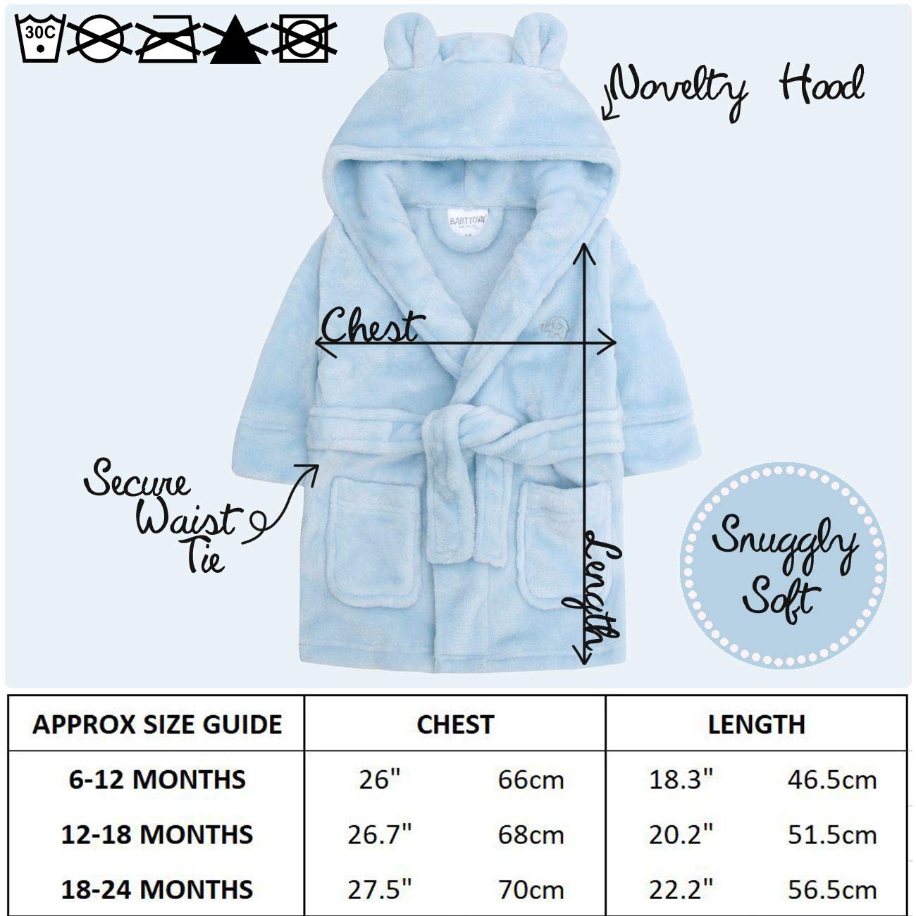 Style It Up Personalised Baby Girls Baby Boys Unisex Babies Dressing Gown Robe Plush Fleece Soft Cute Newborn Gift Idea