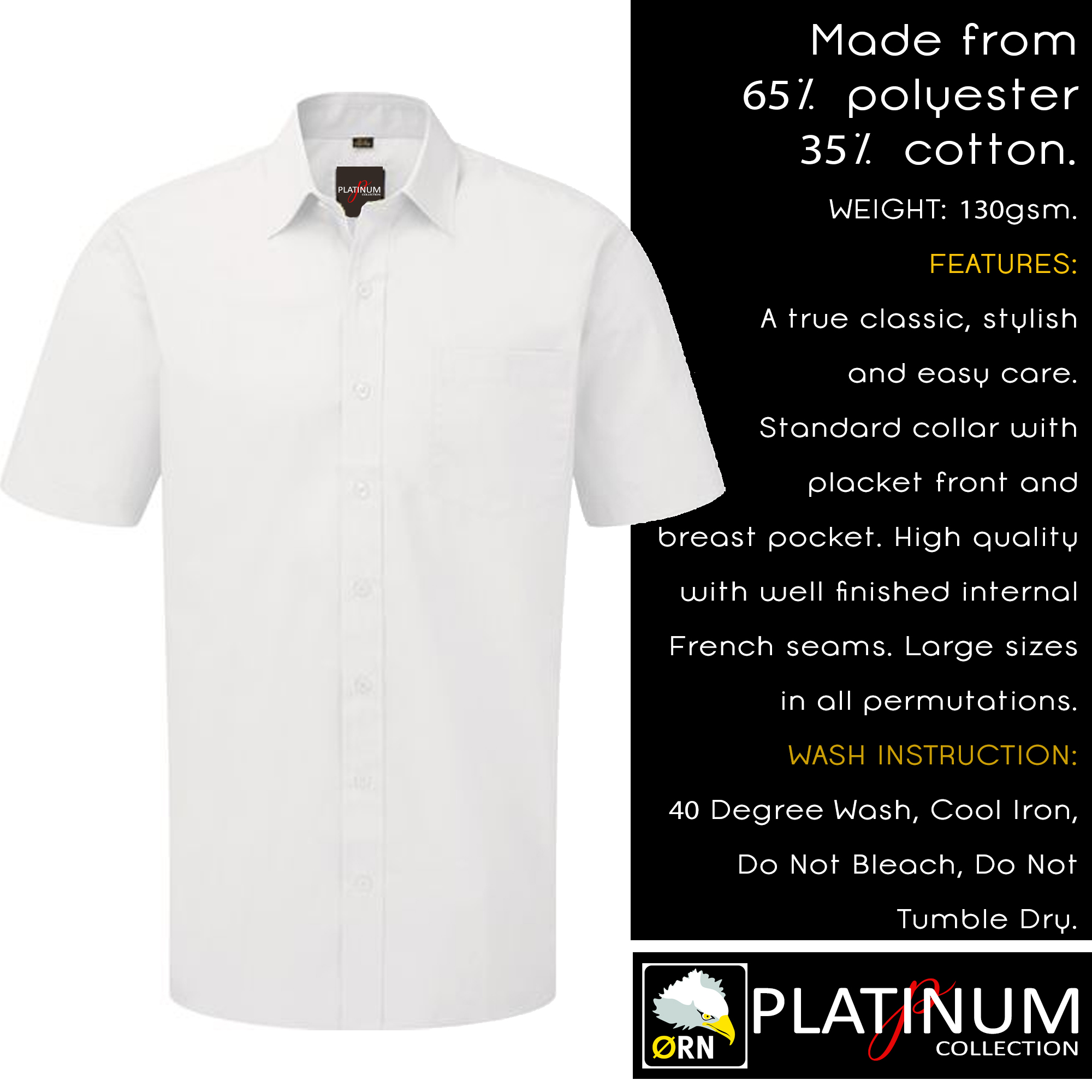 Men's Plain Smart Everyday Shirt Easy Care Formal Casual Collar Short Sleeve UK - Picture 8 of 20