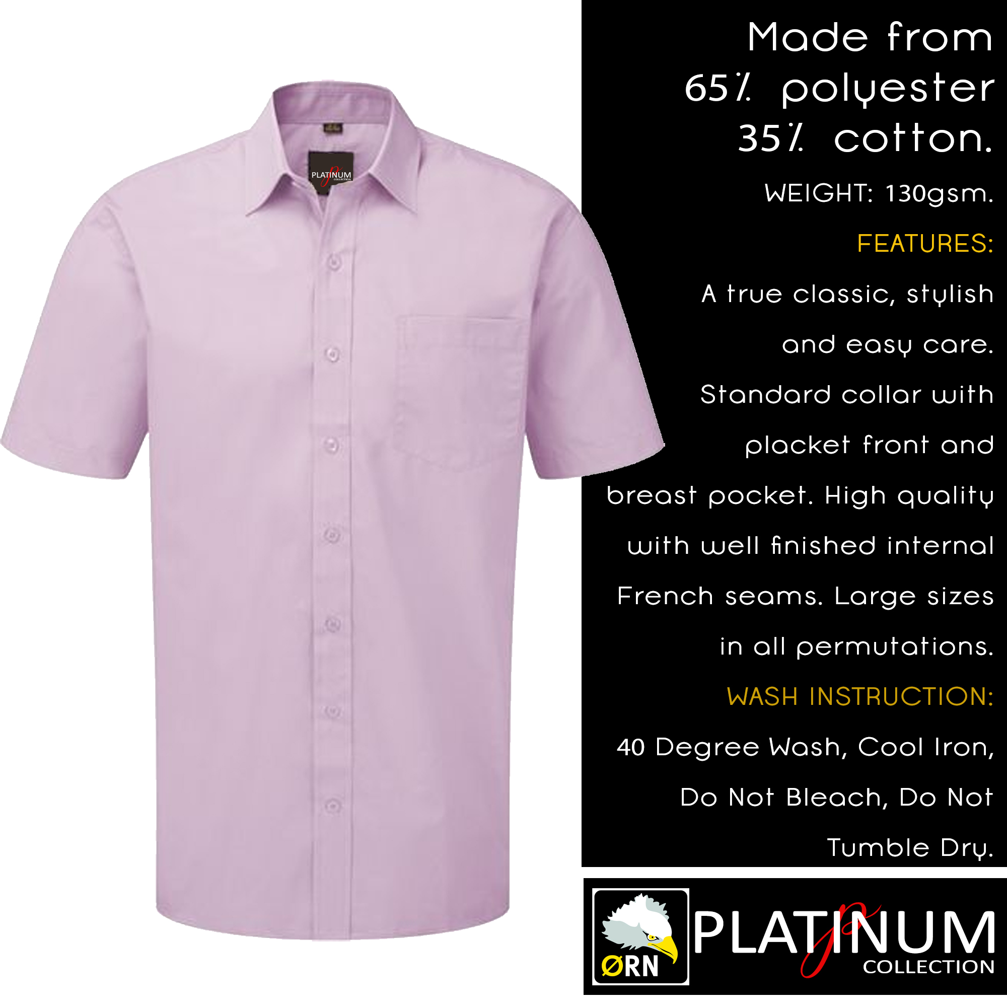 Men's Plain Smart Everyday Shirt Easy Care Formal Casual Collar Short Sleeve UK - Picture 17 of 20