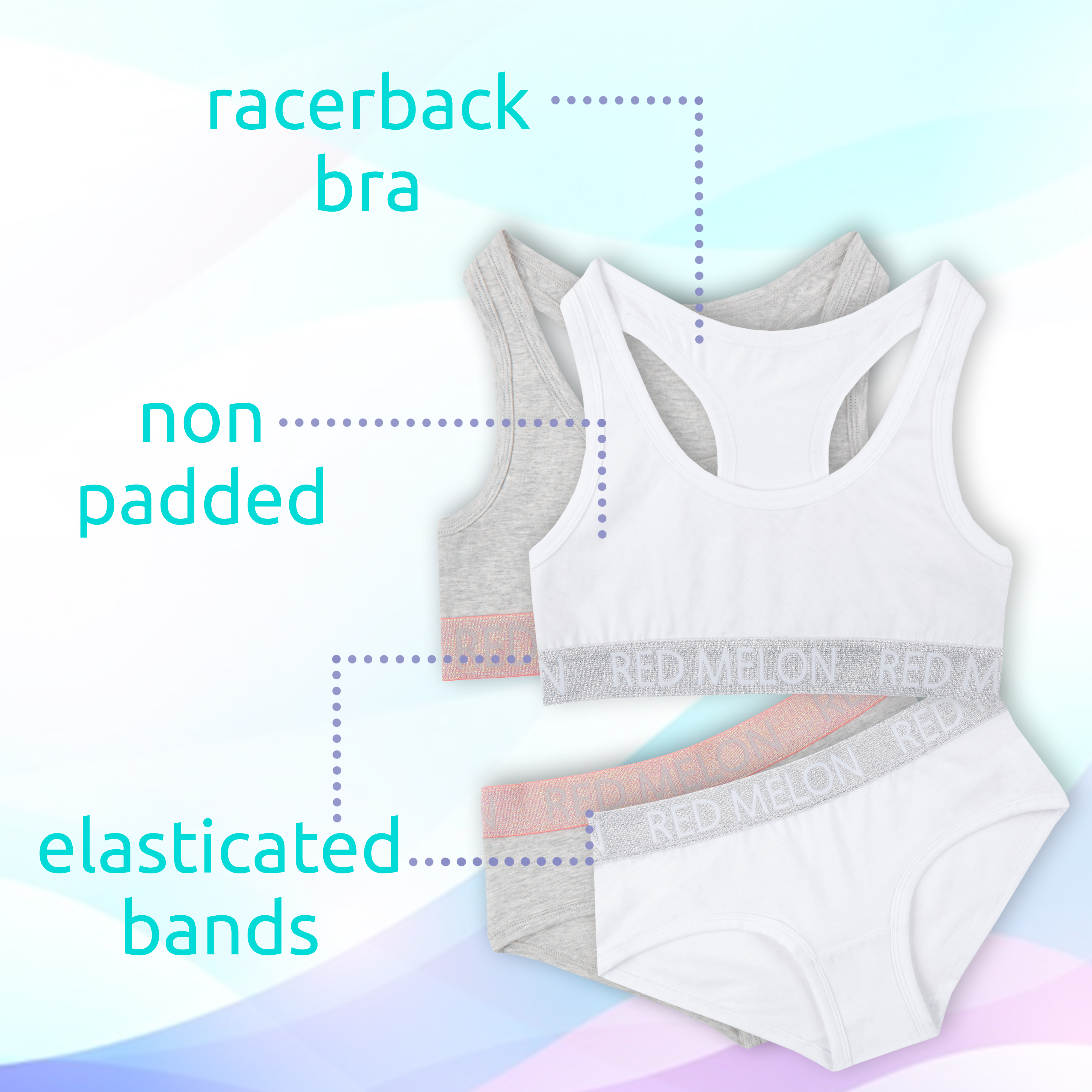 SALE 2 Pack Girls Underwear Set Crop Tank Top Knickers Non-Padded Bra 7-8  Years 