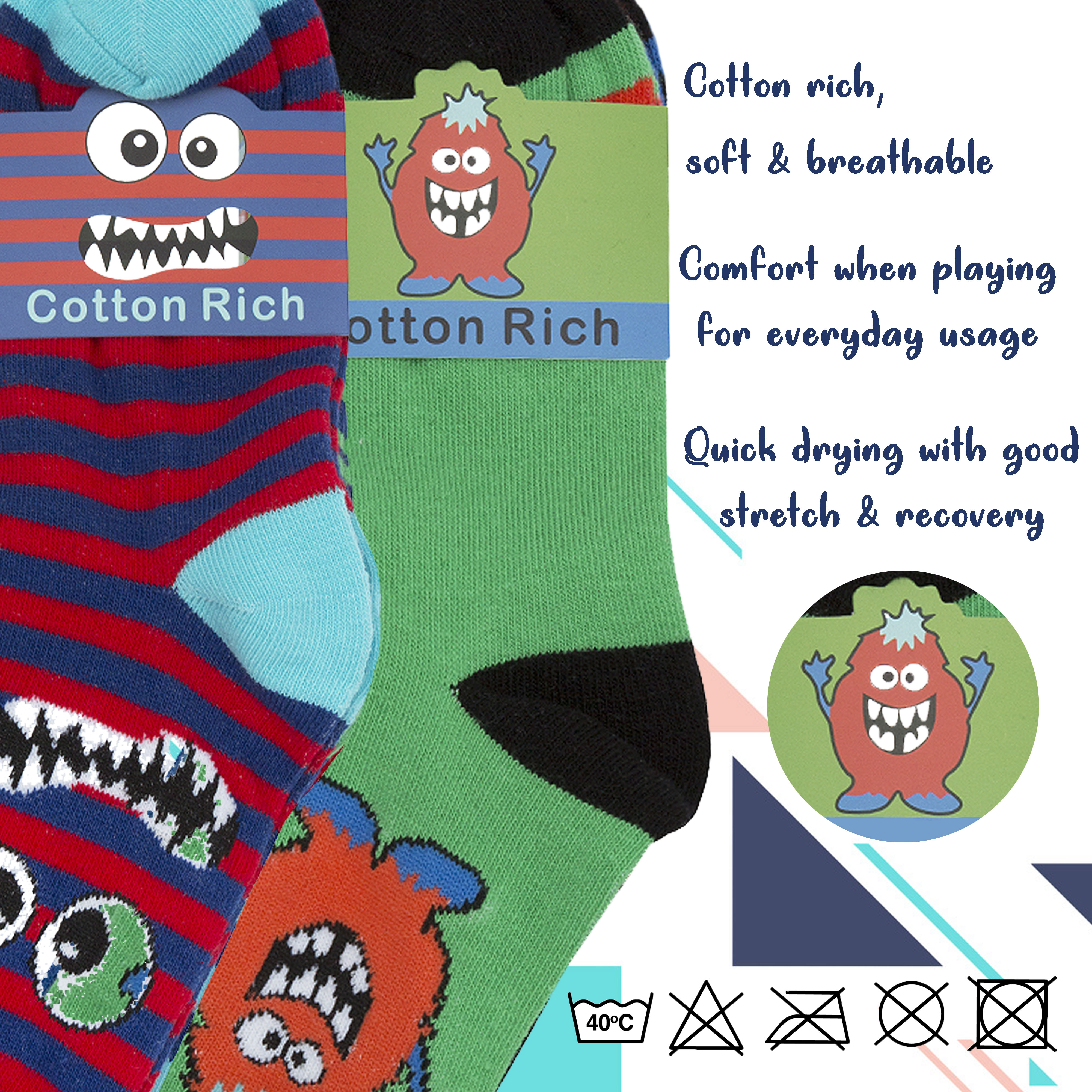 6 Pairs Boys Cotton Rich Novelty Funky Cartoon School Everyday Multipack Socks - Picture 13 of 46