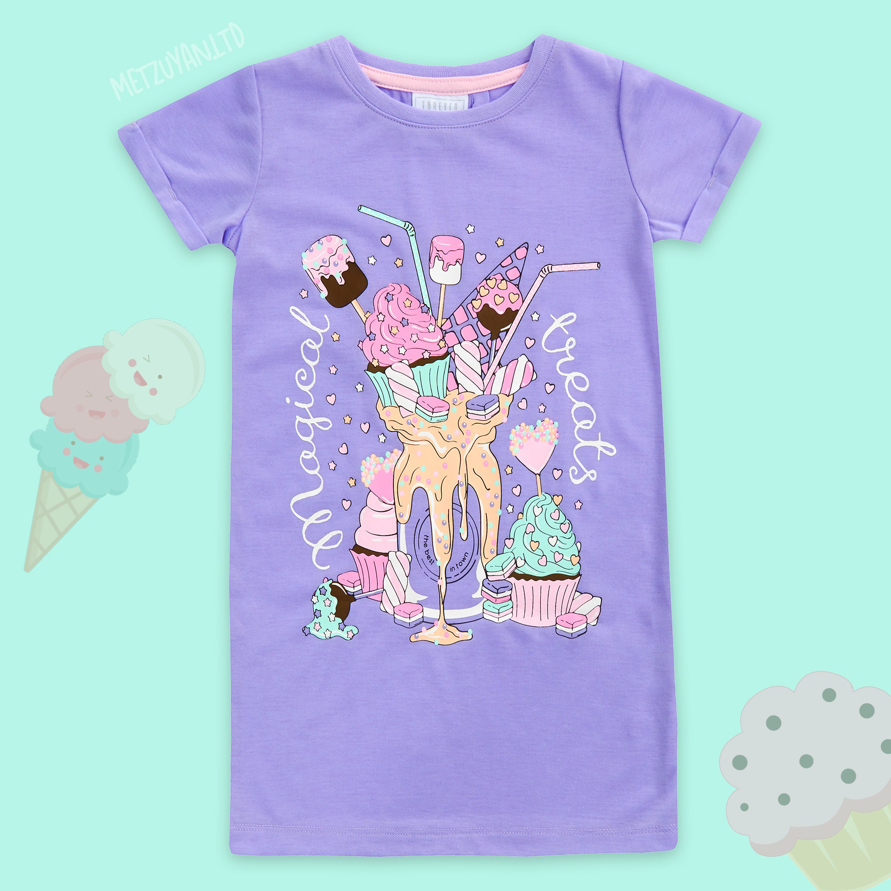 Infant Nightshirt Girls Short Sleeved Nightdress Summer Nightie 2 3 4 5 6 Years