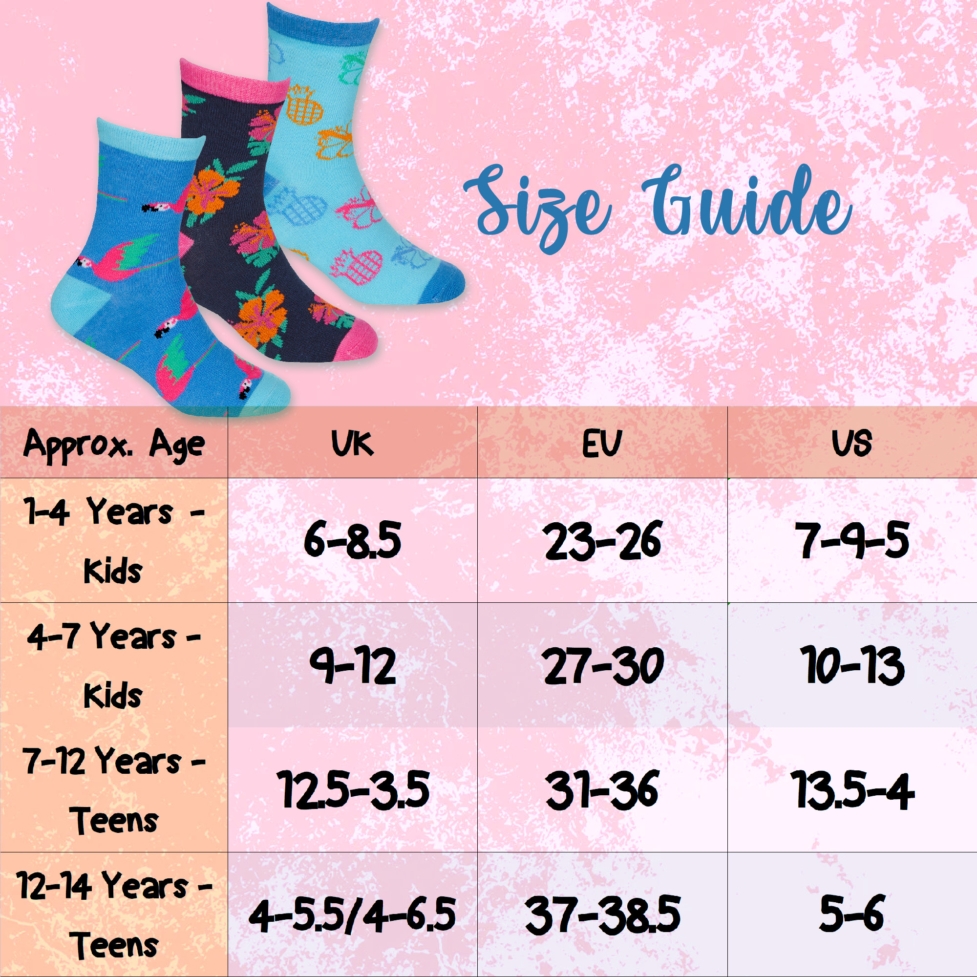 Kids Girls Tropical Mid-Calf Fruity Tropic Crew Socks Sizes 6-8.5 up to 12.5-3.5 - Picture 9 of 9