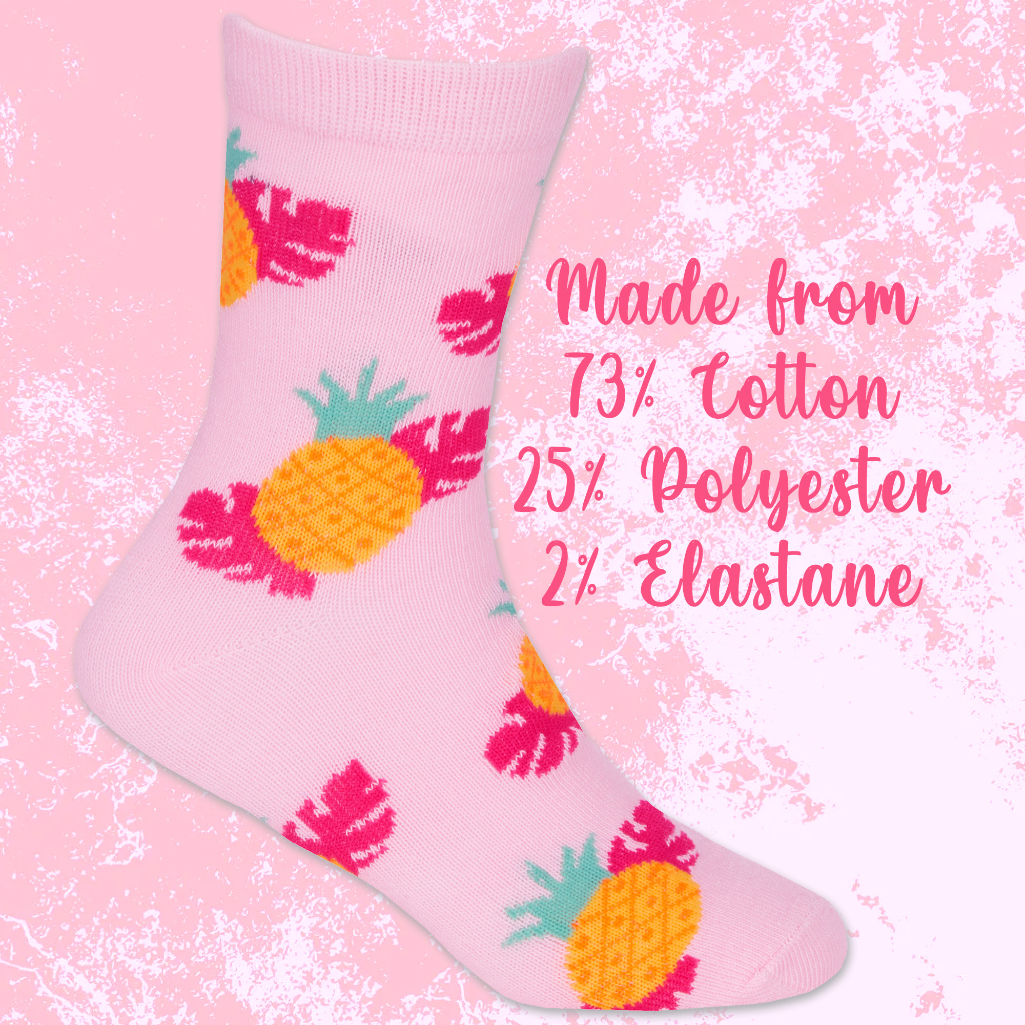 Kids Girls Tropical Mid-Calf Fruity Tropic Crew Socks Sizes 6-8.5 up to 12.5-3.5 - Picture 4 of 9