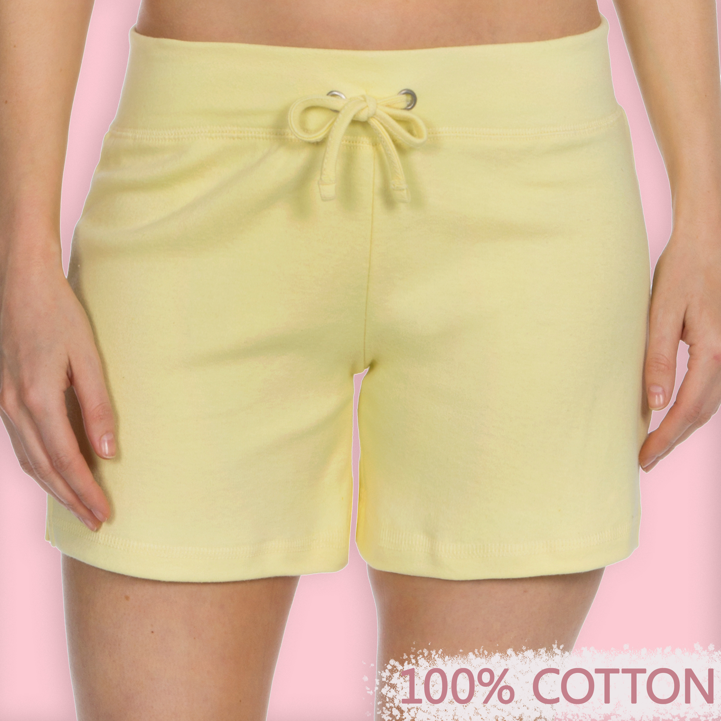 Ladies Cotton Shorts Yellow Hot Pants 