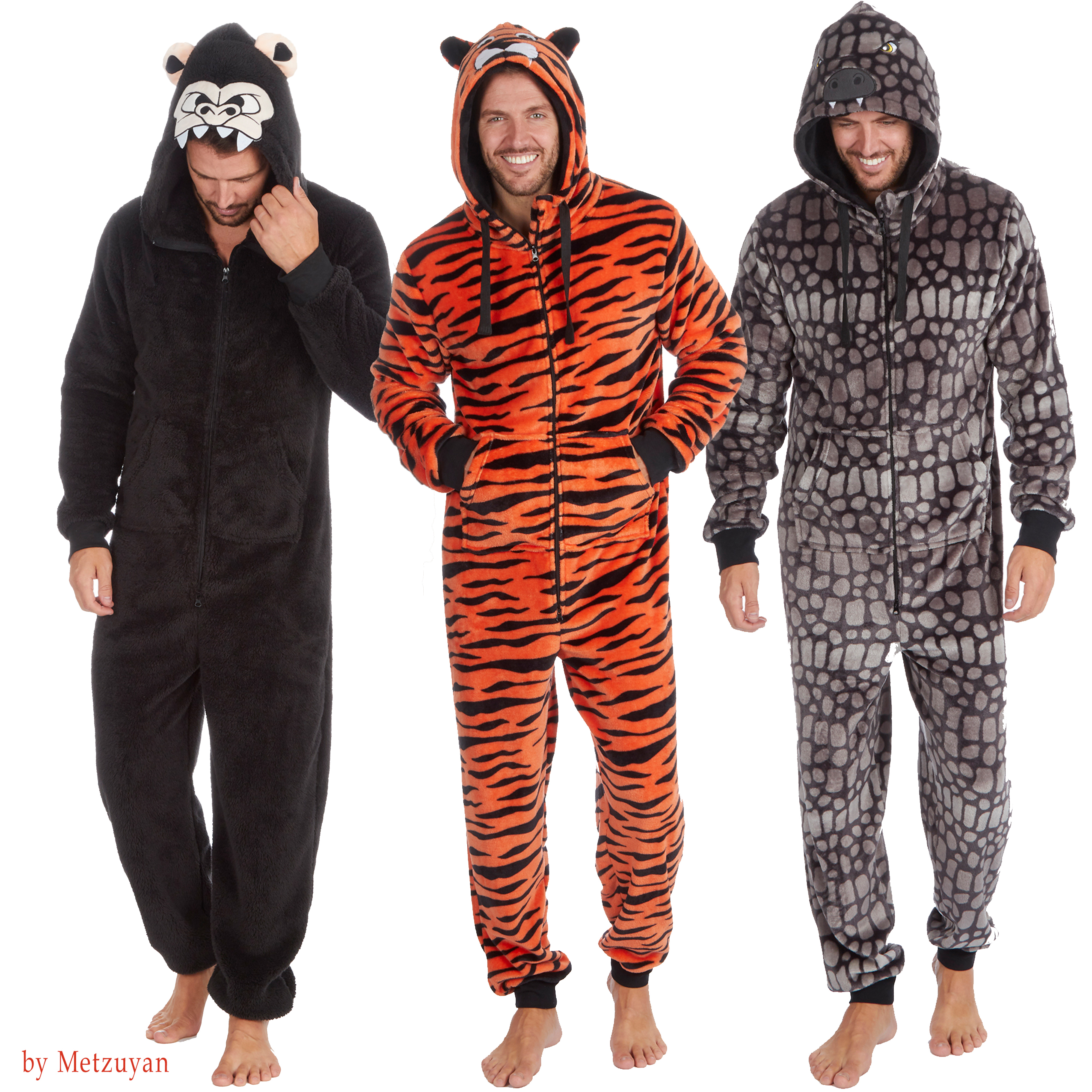 Adult Mens 1Onesie Animal Hoooded Novelty Boys All in One PJs One Piece