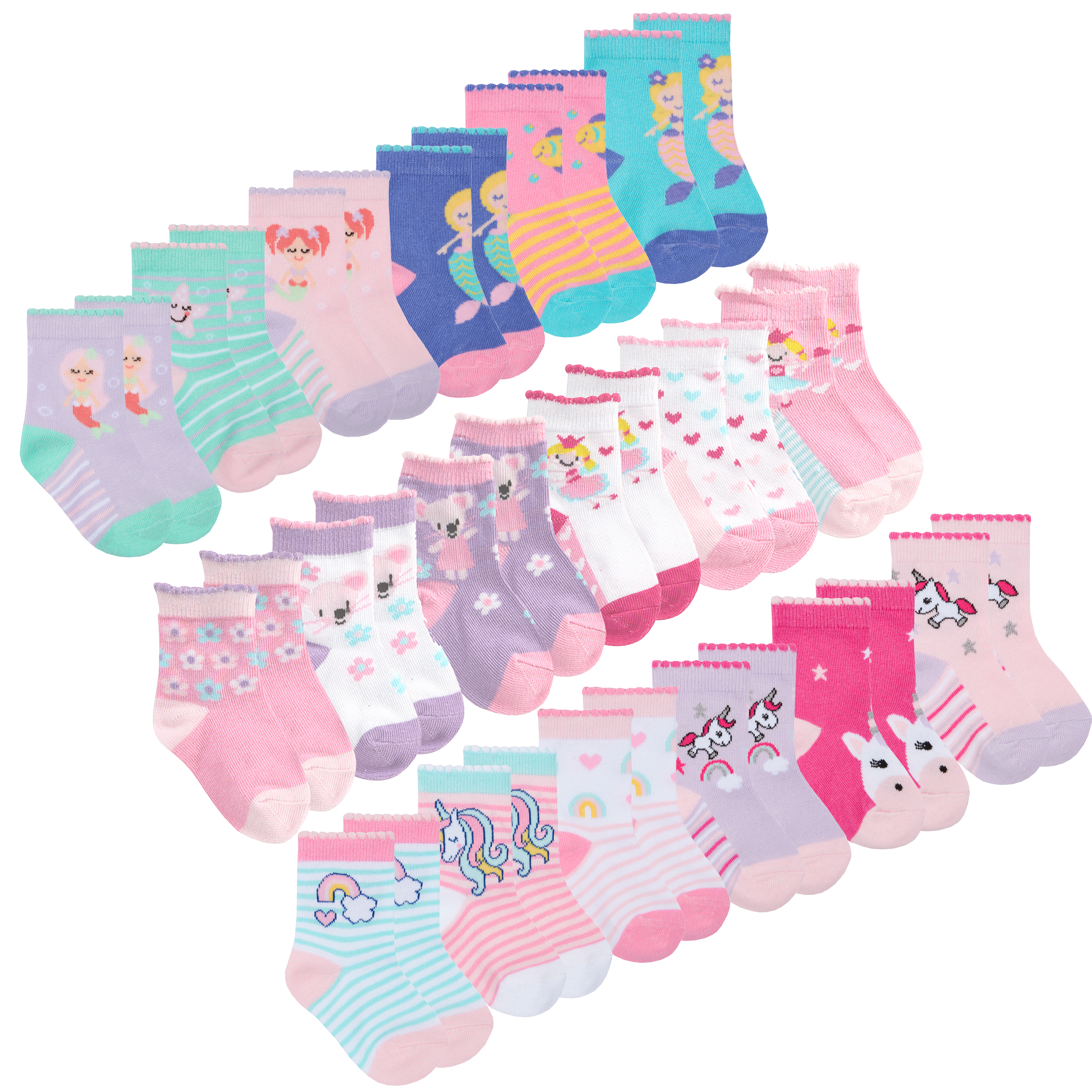 Metzuyan Baby Girls 9 Pair Multipack Cotton Rich Socks 
