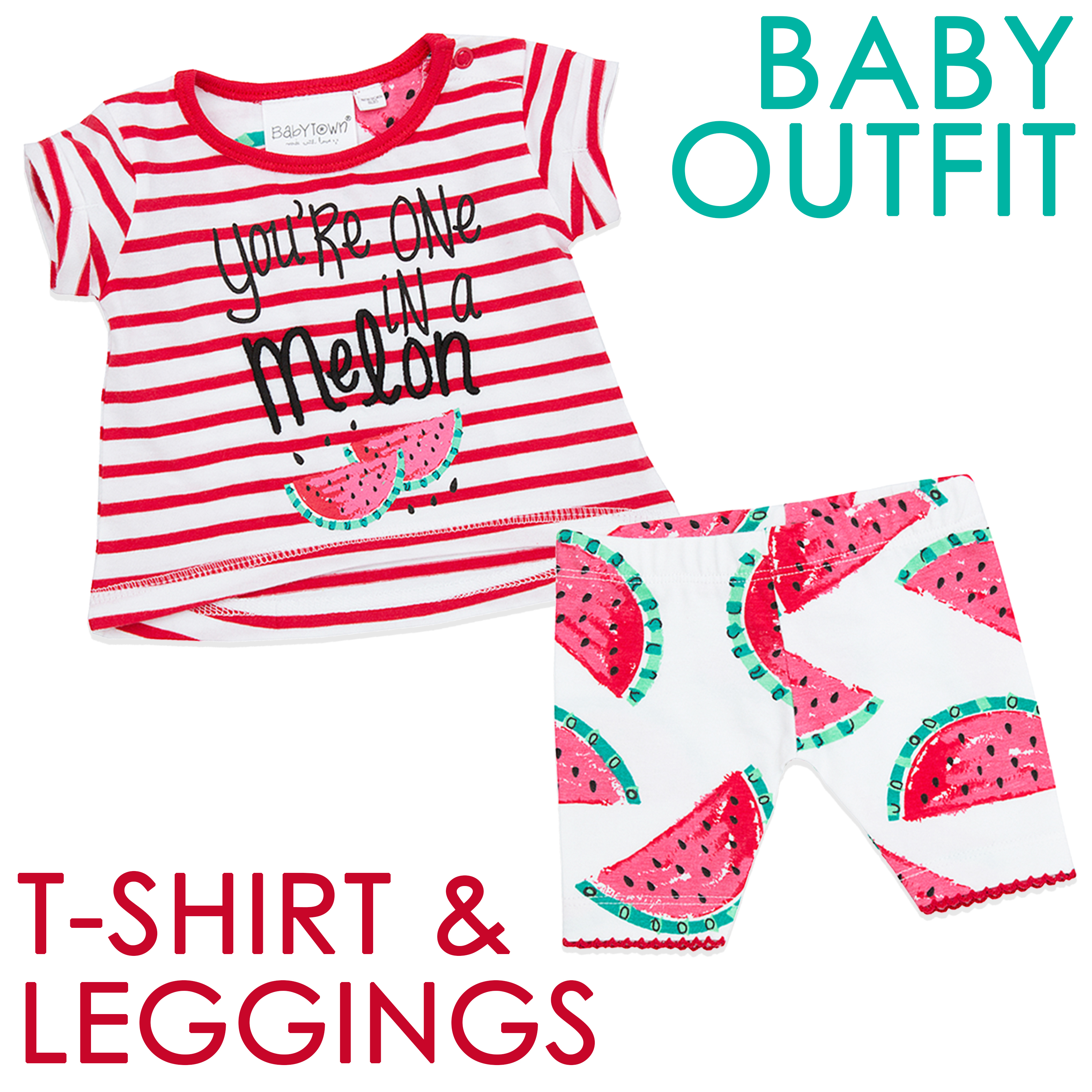 Baby Girls Outfit Watermelon T-Shirt & Leggings Set 0-3 3-6 6-9 9-12 12-18 18-24 - Picture 2 of 6