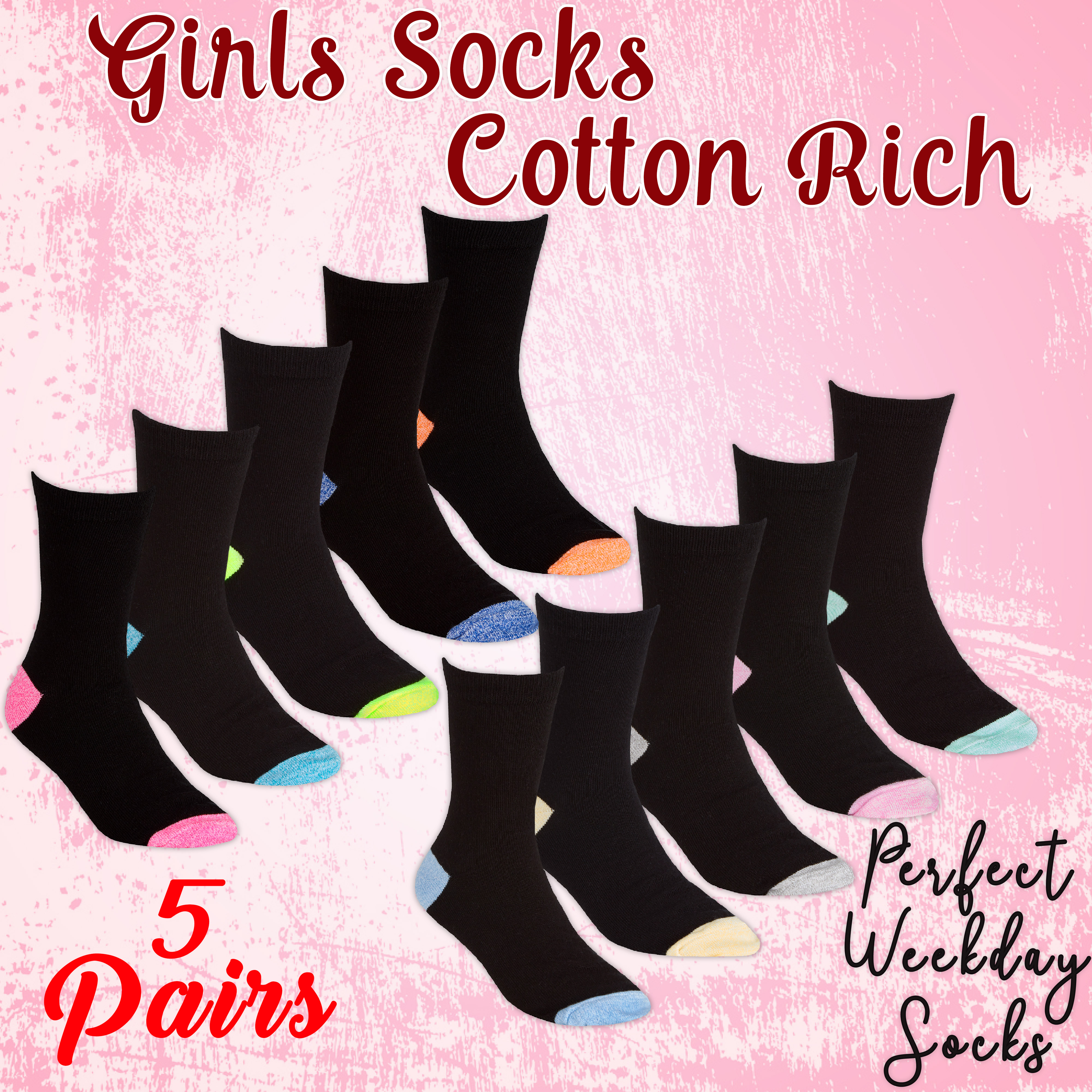 6 Pairs Girls Childrens Socks with Bows Back to School Uniform Cute Everyday Size 9-12 6-8.5 12.5-3.5 4-5.5 