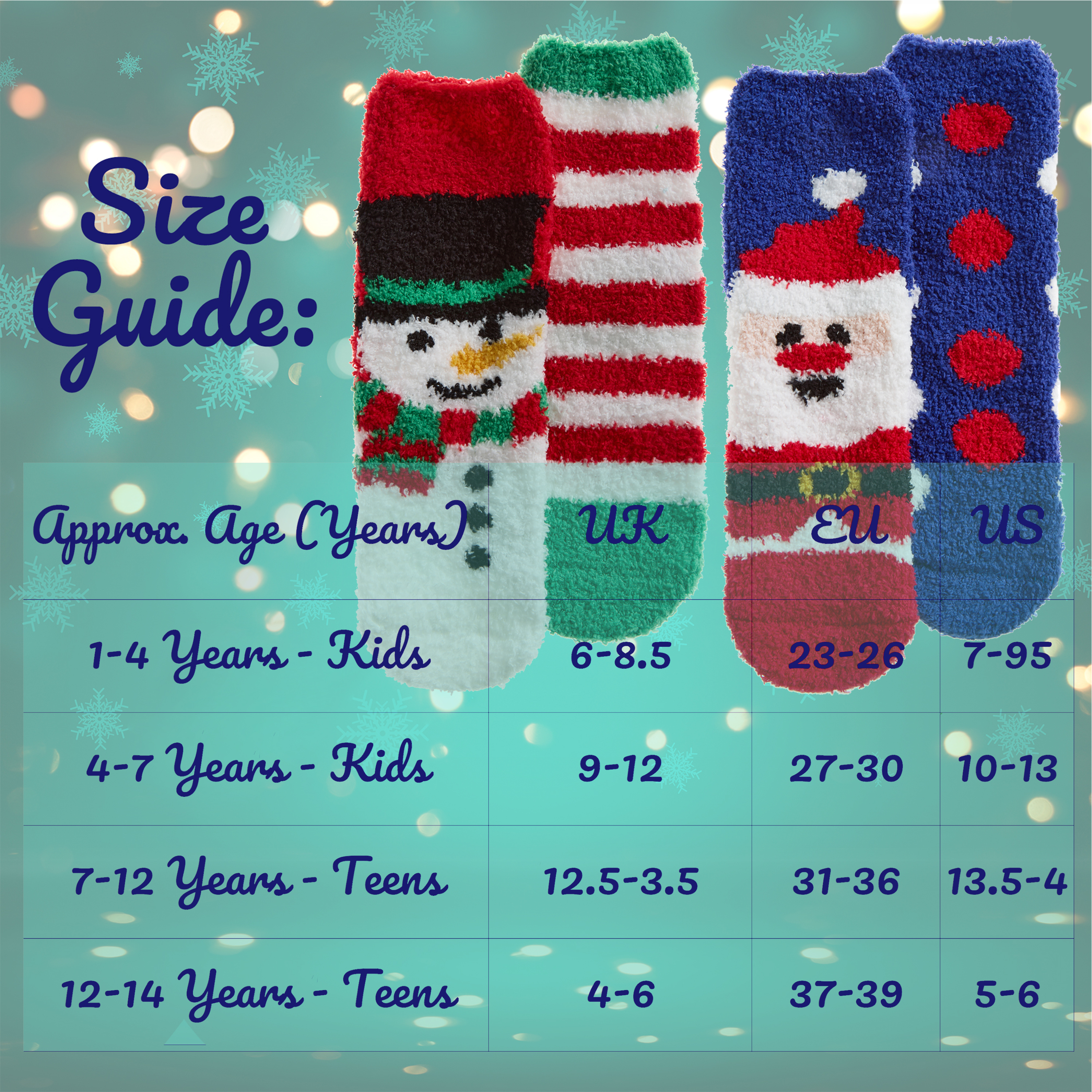 Kids Boys Girls Winter Christmas Fluffy Bed Socks Non Slip Xmas 6-8.5 up to 4-6 - Picture 13 of 37