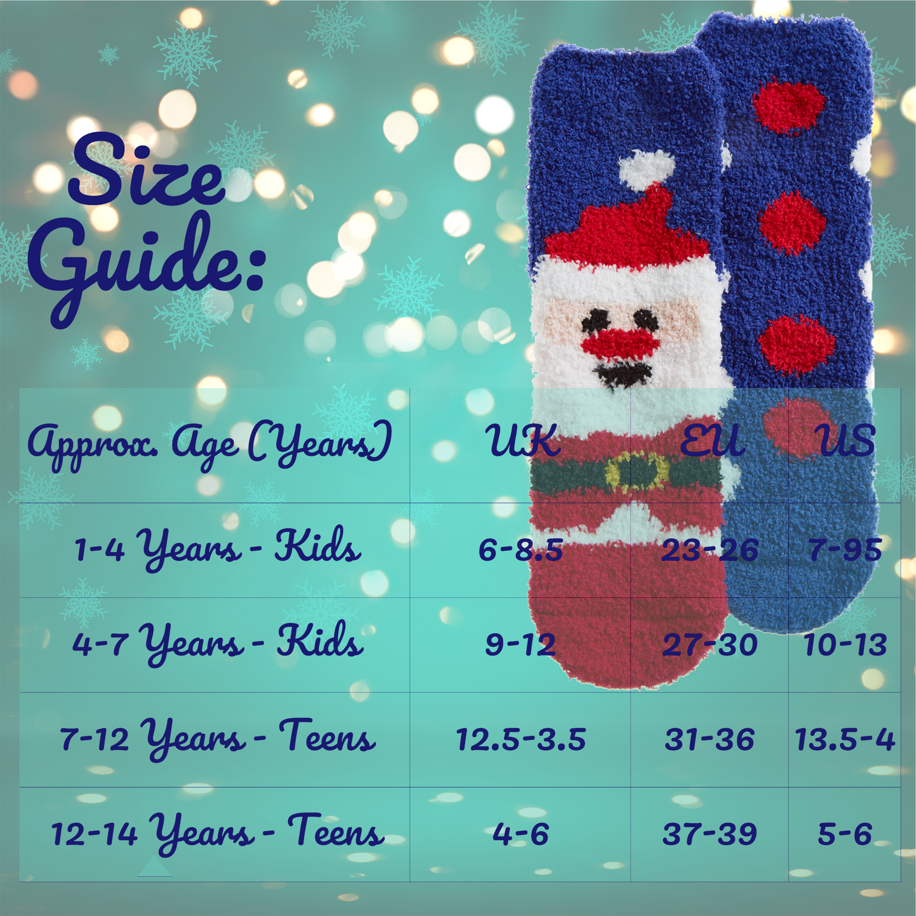 Kids Boys Girls Winter Christmas Fluffy Bed Socks Non Slip Xmas 6-8.5 up to 4-6 - Picture 7 of 37