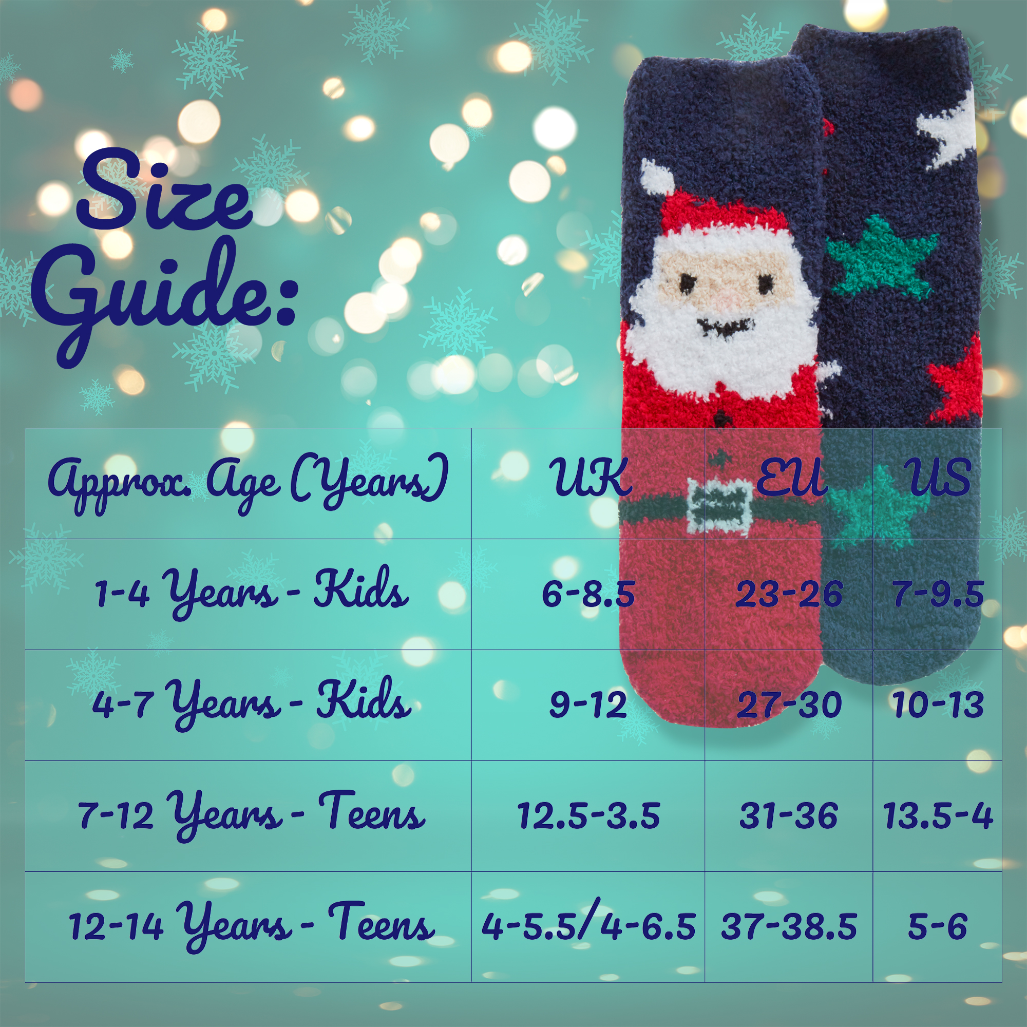 Kids Boys Girls Winter Christmas Fluffy Bed Socks Non Slip Xmas 6-8.5 up to 4-6 - Picture 37 of 37