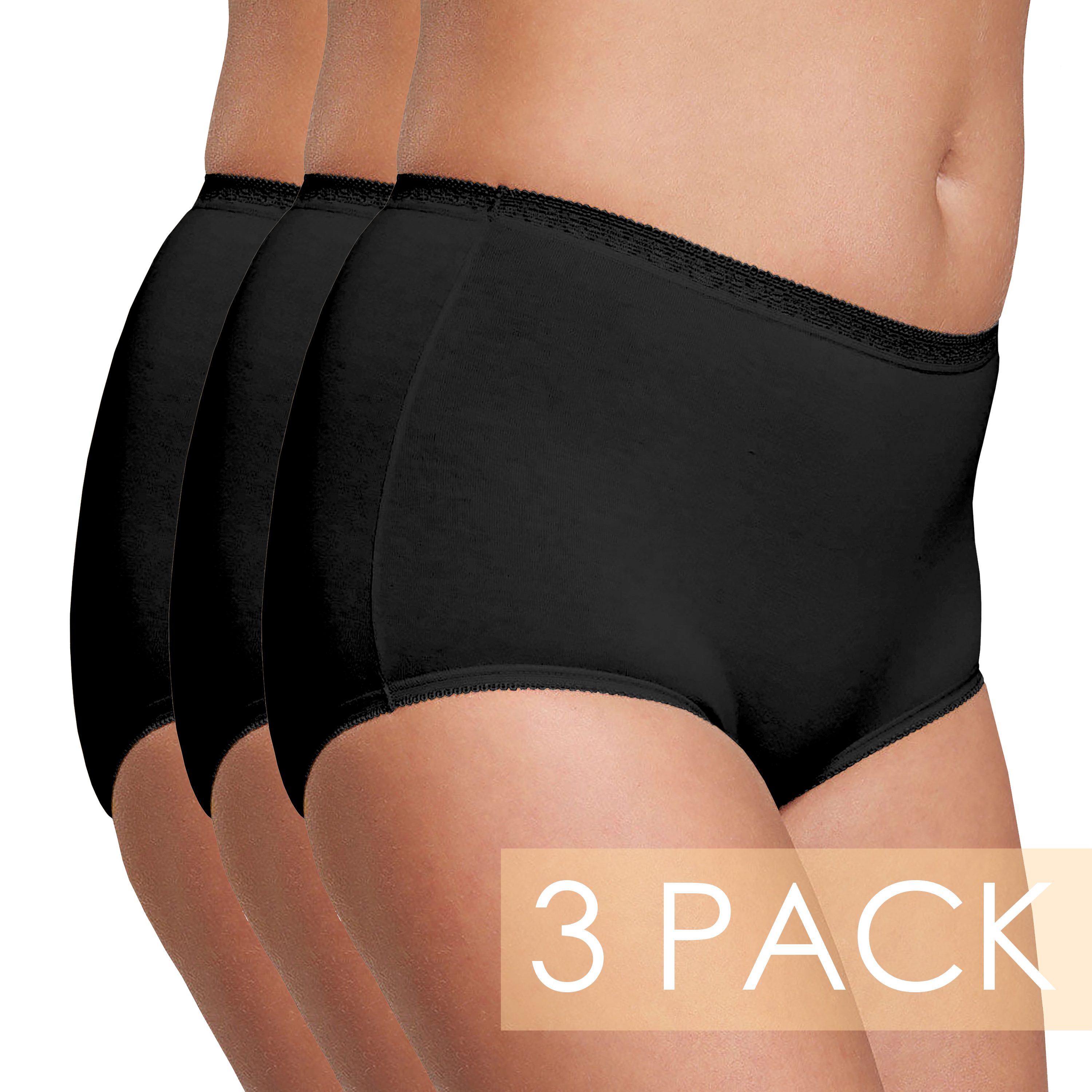 Ladies 3 Pack Lace High Leg Briefs Cotton Underwear Size 12 14 16 18 20 22  24 UK