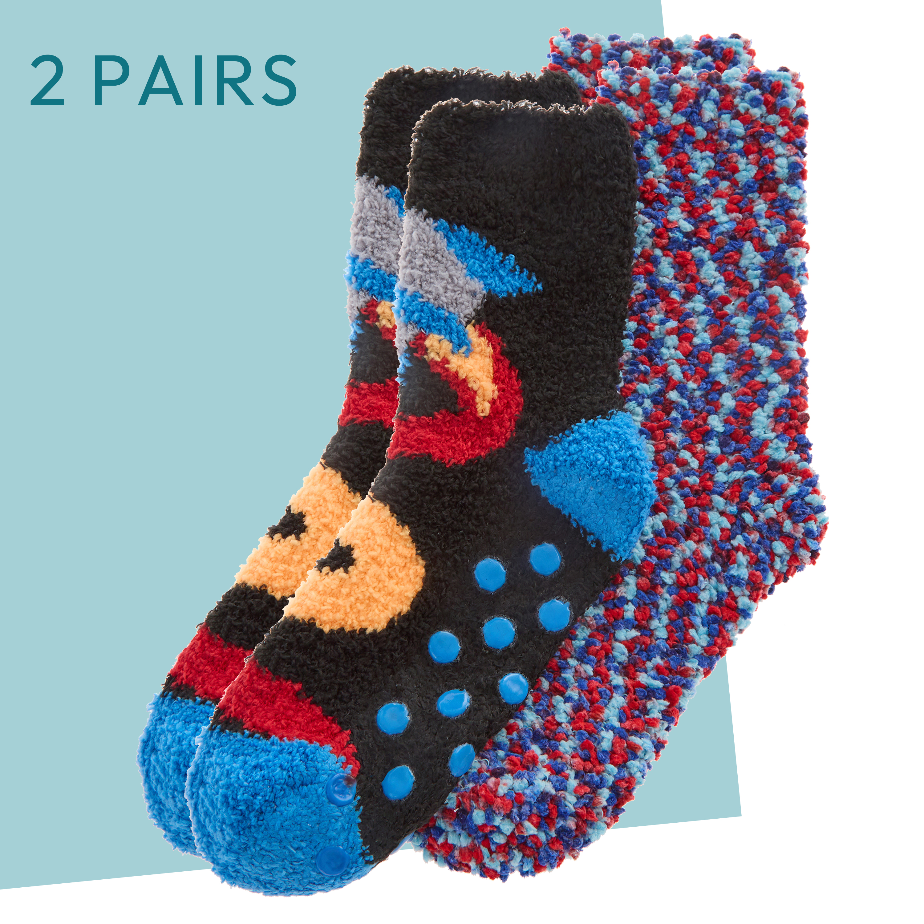 2 pares de calcetines de cama antideslizantes para palomitas de maíz esponjosas para niños píxel 9-12 12-3 4-6 - Imagen 24 de 29