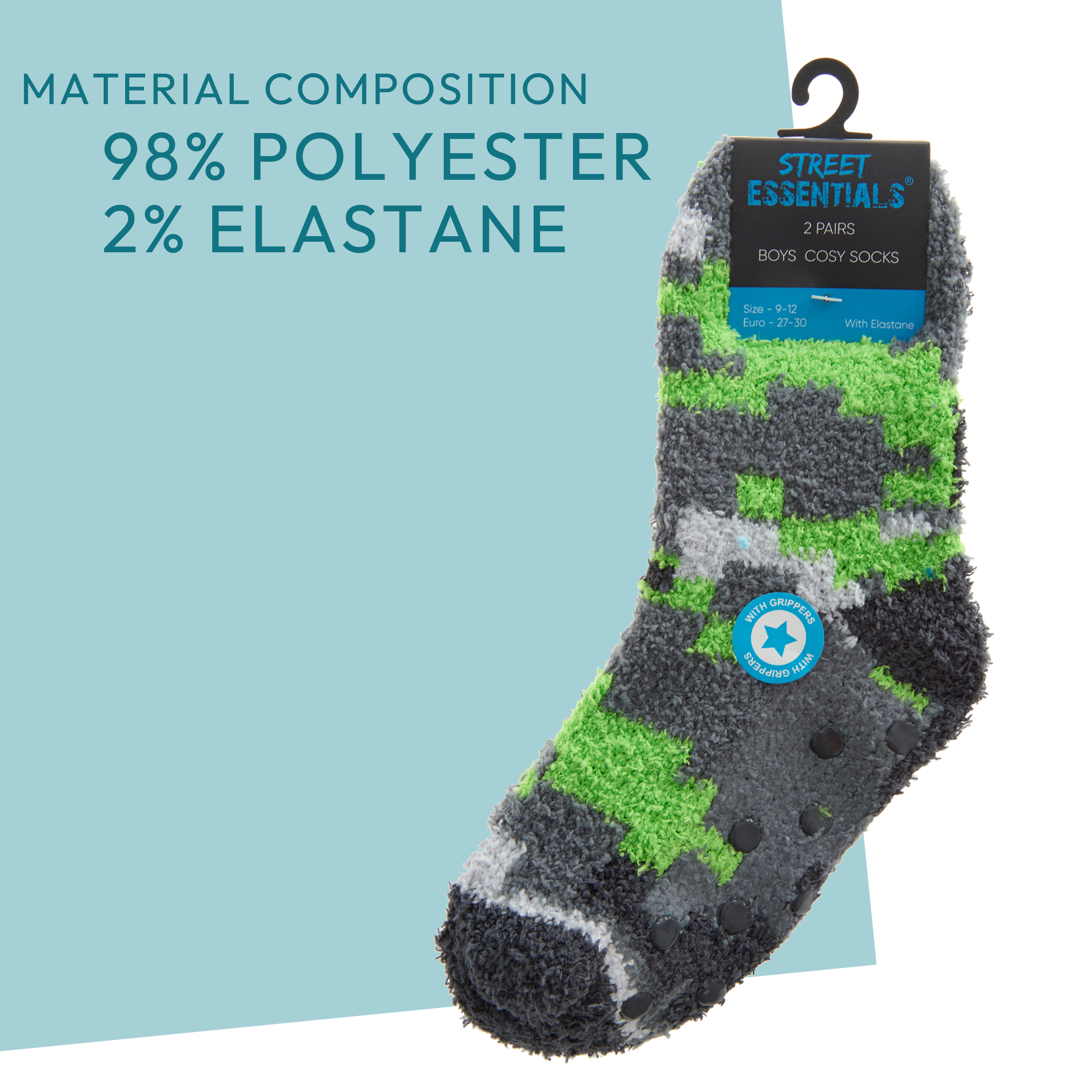 2 pares de calcetines de cama antideslizantes para palomitas de maíz esponjosas para niños píxel 9-12 12-3 4-6 - Imagen 14 de 29