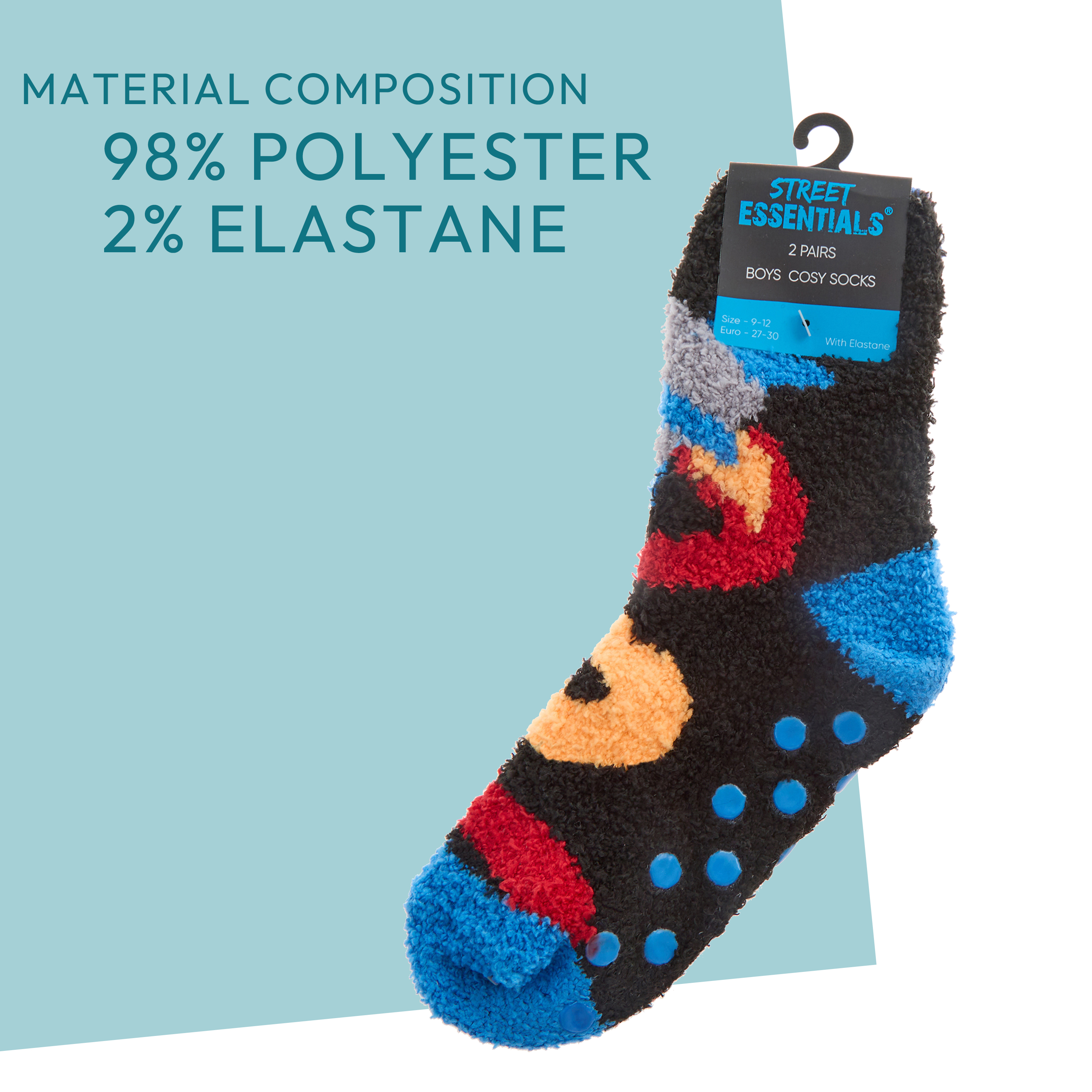 2 pares de calcetines de cama antideslizantes para palomitas de maíz esponjosas para niños píxel 9-12 12-3 4-6 - Imagen 28 de 29