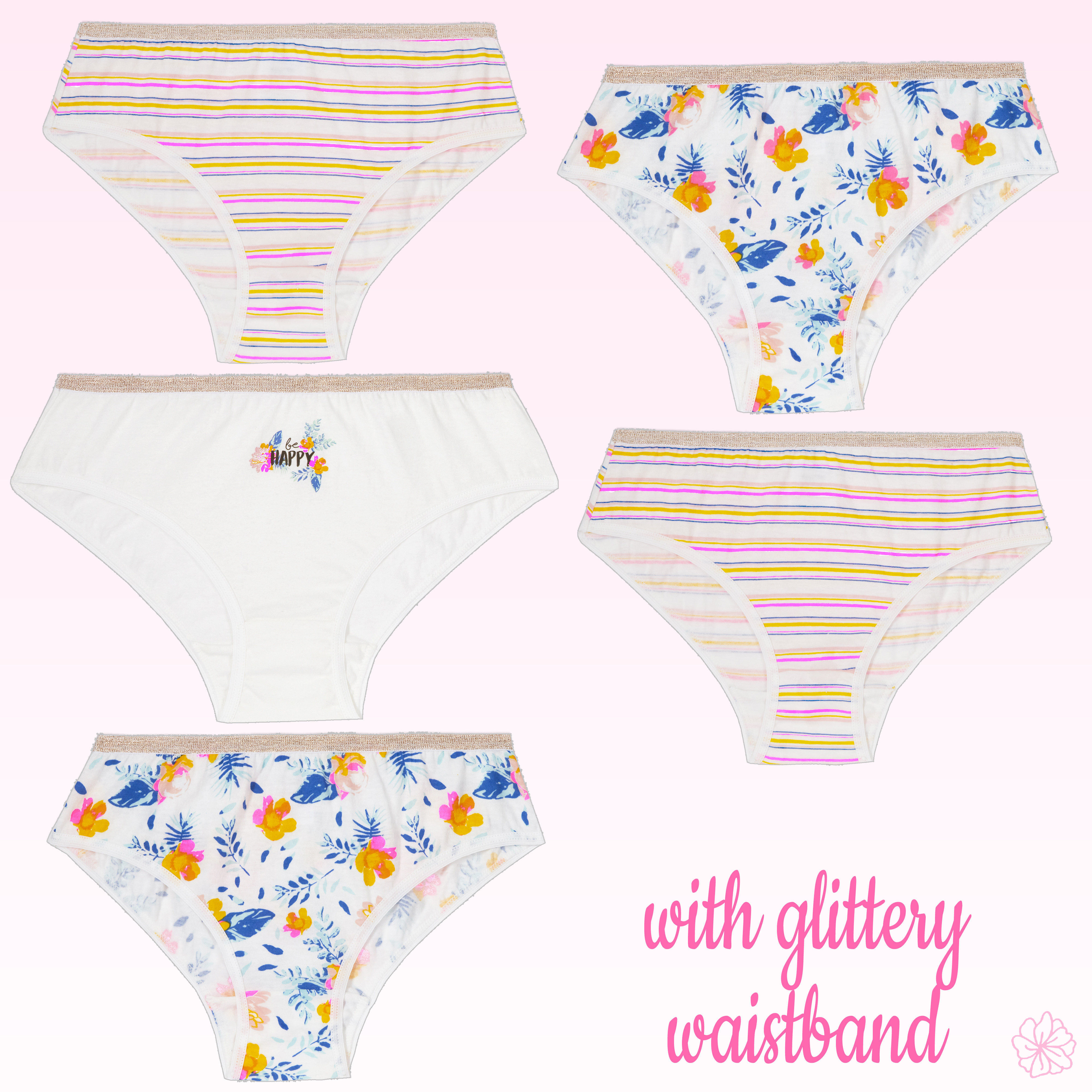 Girls Briefs 5 Pairs Underwear 100% Cotton Pants Rainbow Knickers Underpants Set - Picture 9 of 55