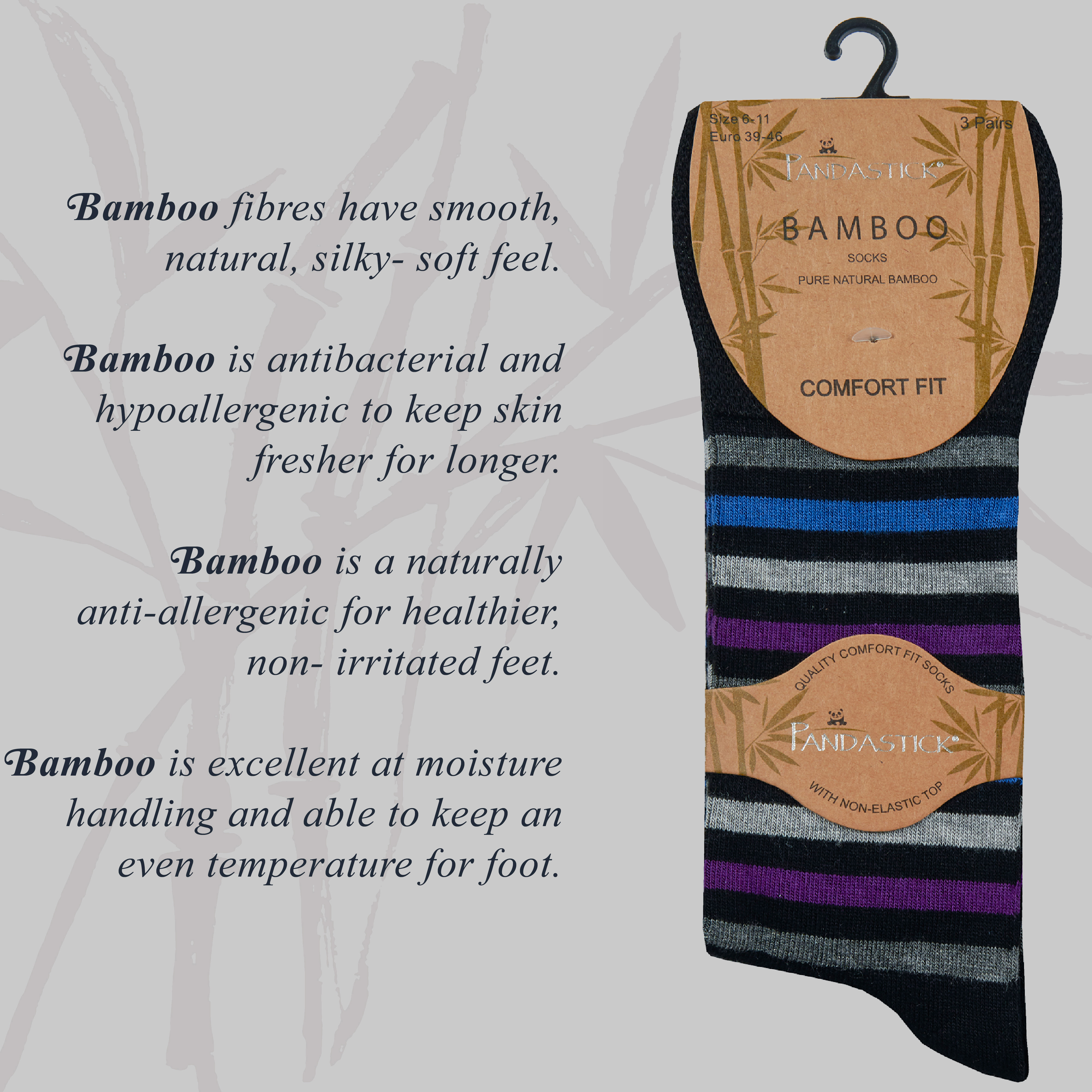 Mens 3 6 Pairs Luxury Bamboo Non Elastic Diabetic Socks Gentle Soft Size 6-11