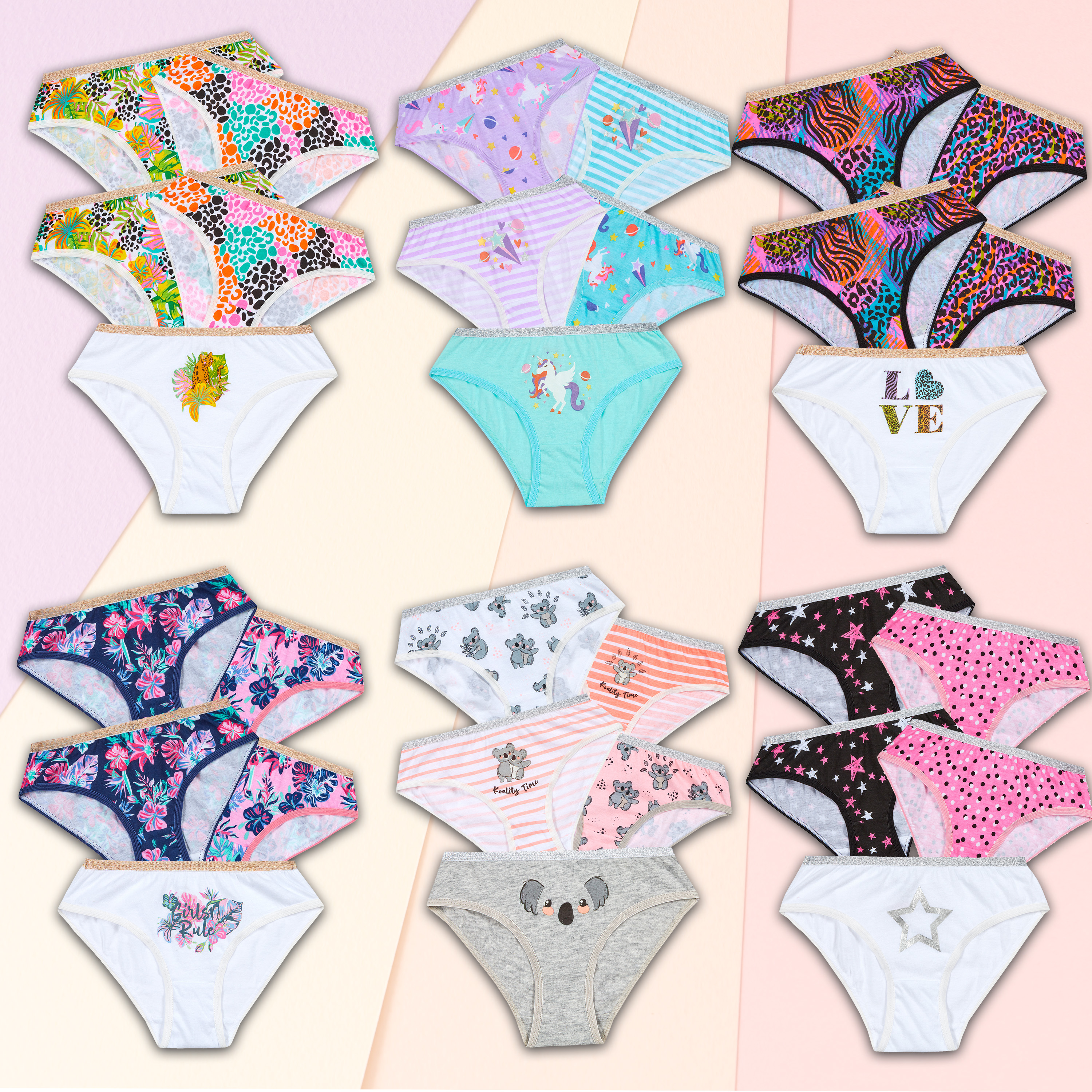 Infant Girls 5 Pairs Brifes Knickers Bundle Multibuy Cotton Rich Pants